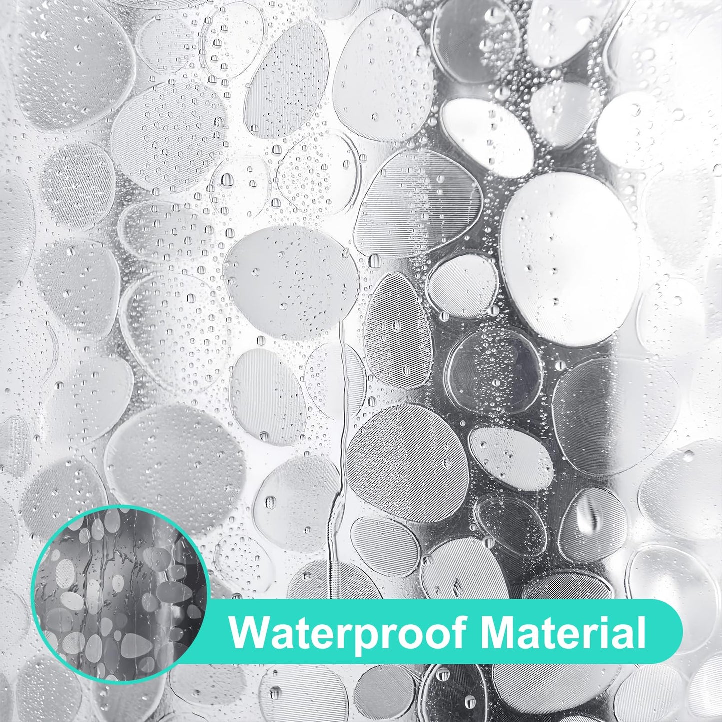 HAGOT Shower Curtain, Water and Mould Resistant Bathroom Curtain, EVA Fabric, Bath Curtain with Hooks, 180 x 200 cm