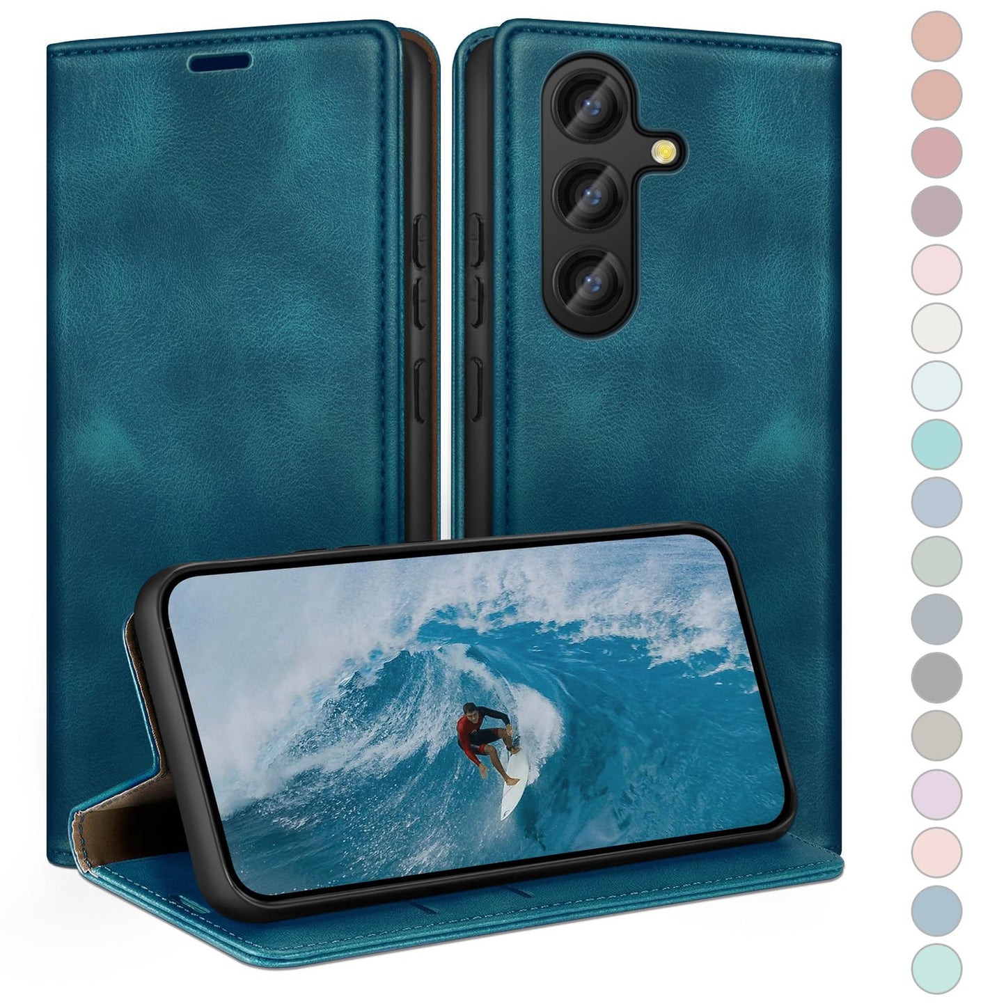 HUOUH for Samsung Galaxy S25 FE Wallet case with RFID Blocking PU Leather,Flip Folio Book covers,Credit Card Holder Shockproof Phone case Women Men