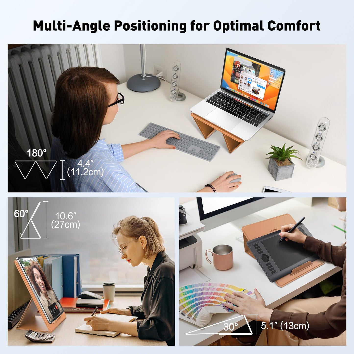 AboveTEK Portable Laptop Tray Stand, 2-in-1 Foldable MacBook Stand for Desk & iPad Tablet Stand Holder, Fits 14"~17" MacBook Air/Pro/Tablets/Kindle