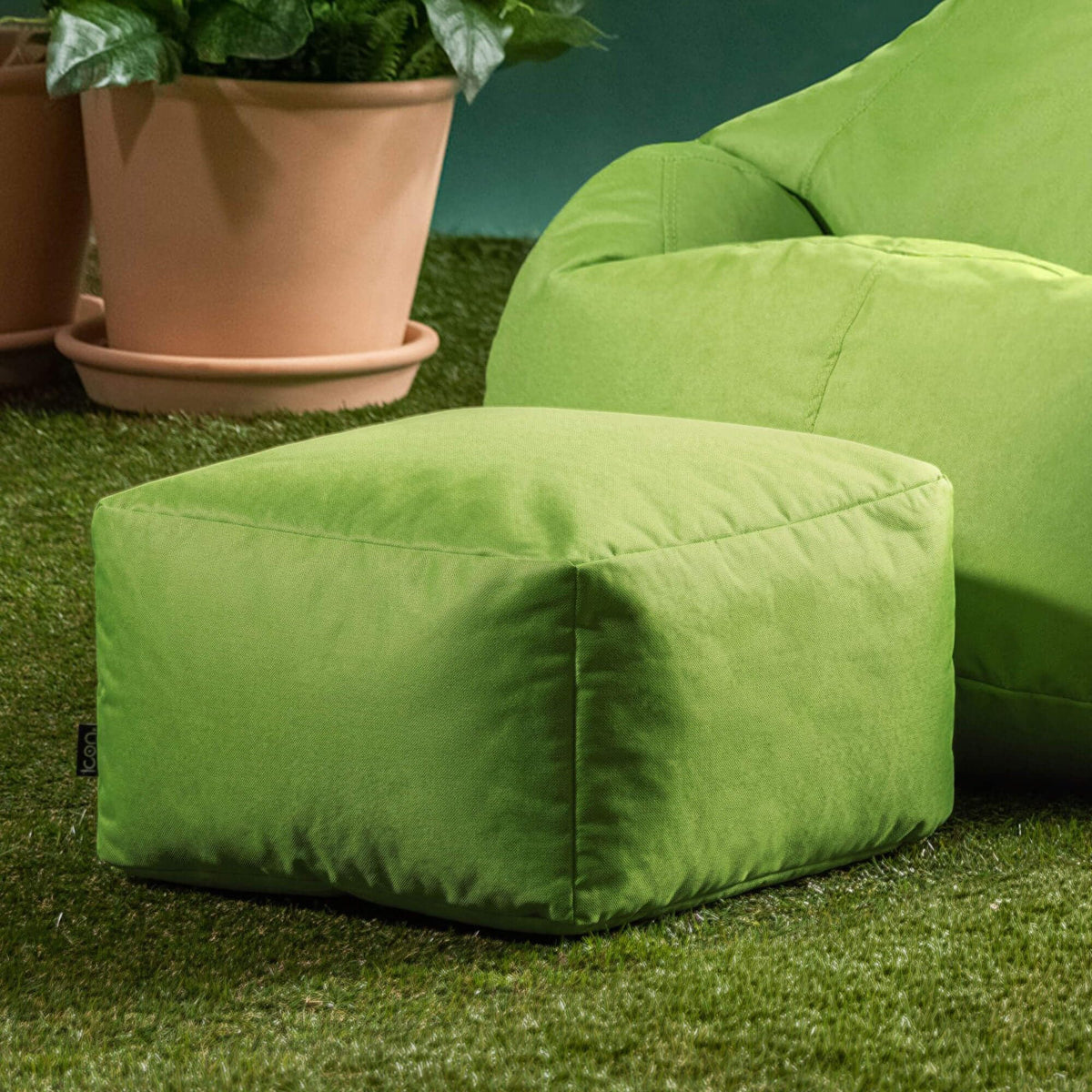 Bean Bag Bazaar Outdoor Bean Bag Footstool with Filling Included, Green