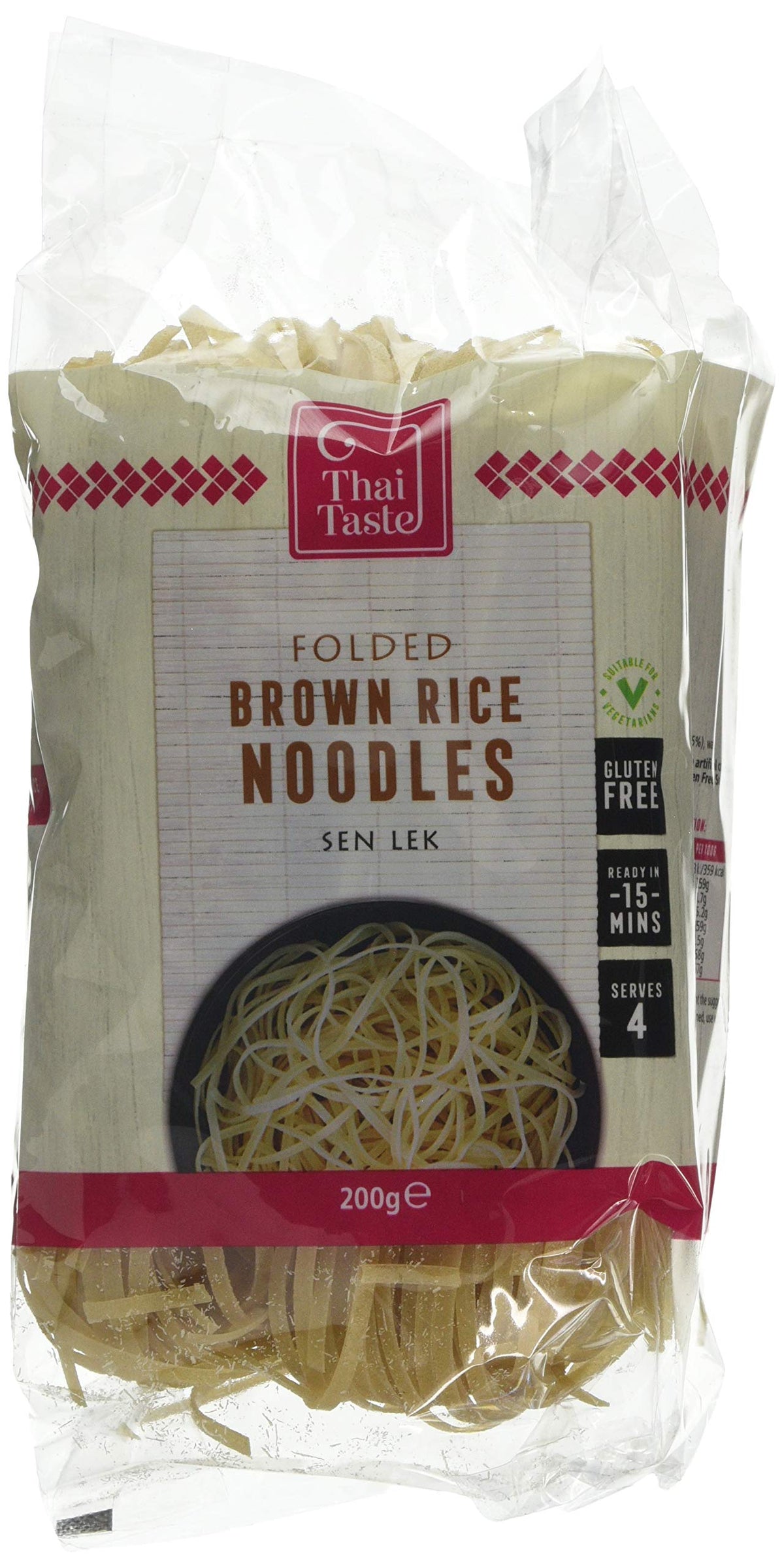 Thai Taste Folded Brown Rice Noodles, 200 g, Pack of 6