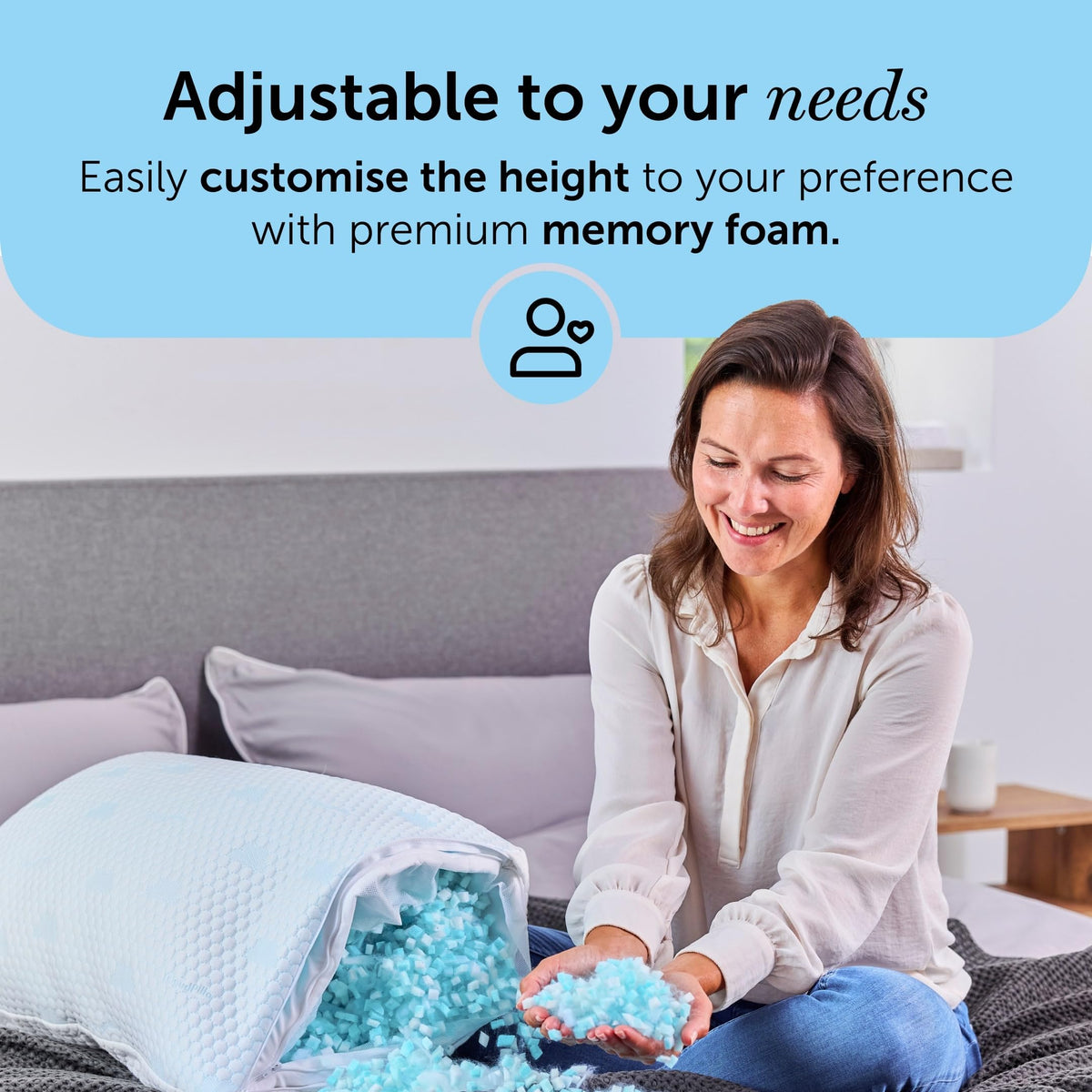 Cloudpillo Memory Foam Pillow - Luxury Ergonomic Headrest for Neck and Shoulder Pain Relief, Cooling & Warming Technology, Hypoallergenic Design,