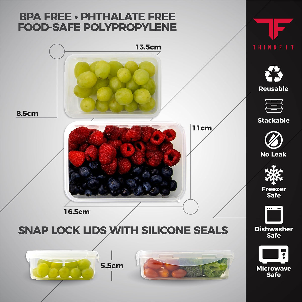 ThinkFit Insulated Meal Prep Lunch Bag | 6 Portion Control Containers | BPA-Free | Reusable | Microwavable | Freezer Safe | Protein Shaker Bottle |