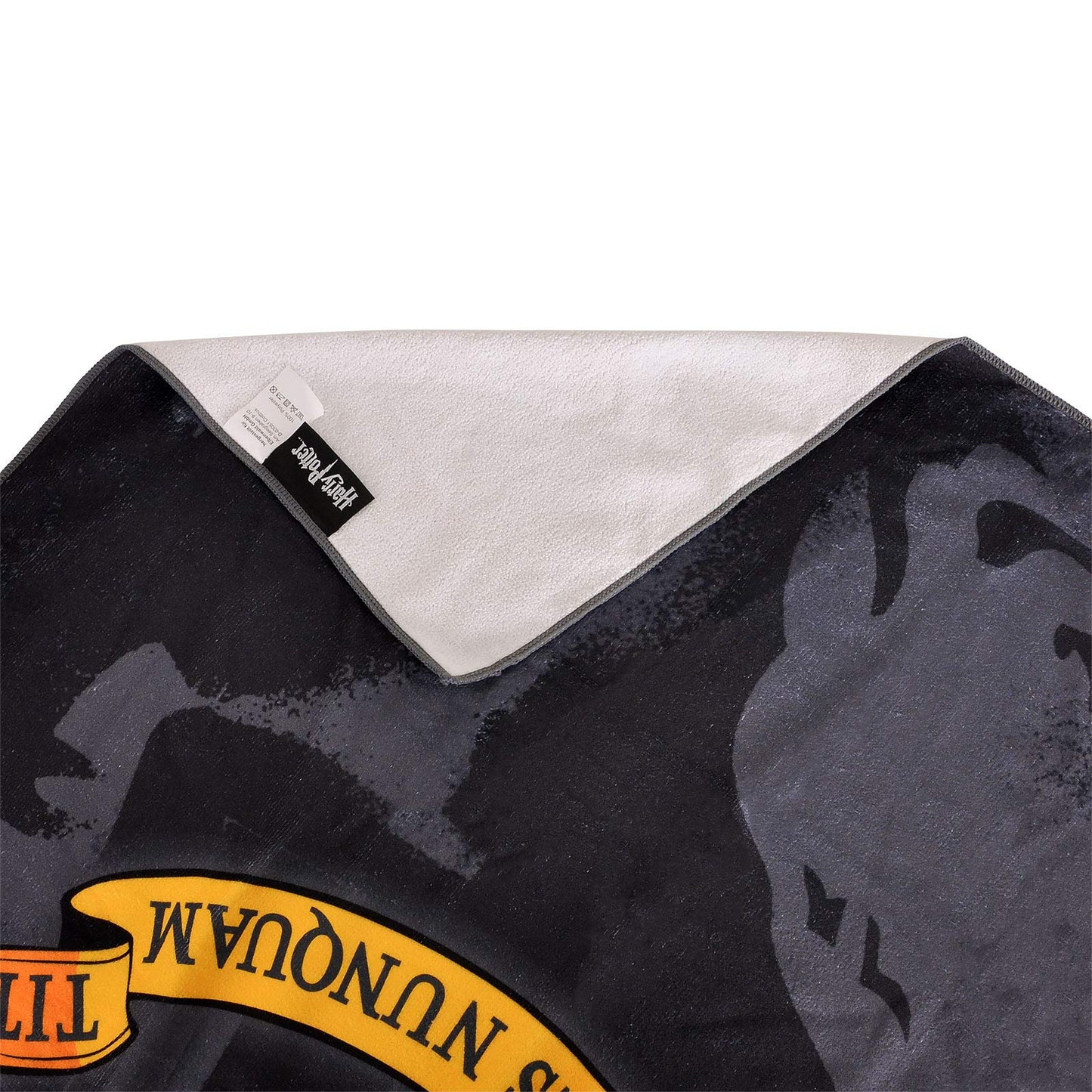 Elbenwald Harry Potter Beach Towel with Hogwarts Houses Coat of Arms Motif 90x180cm Gray