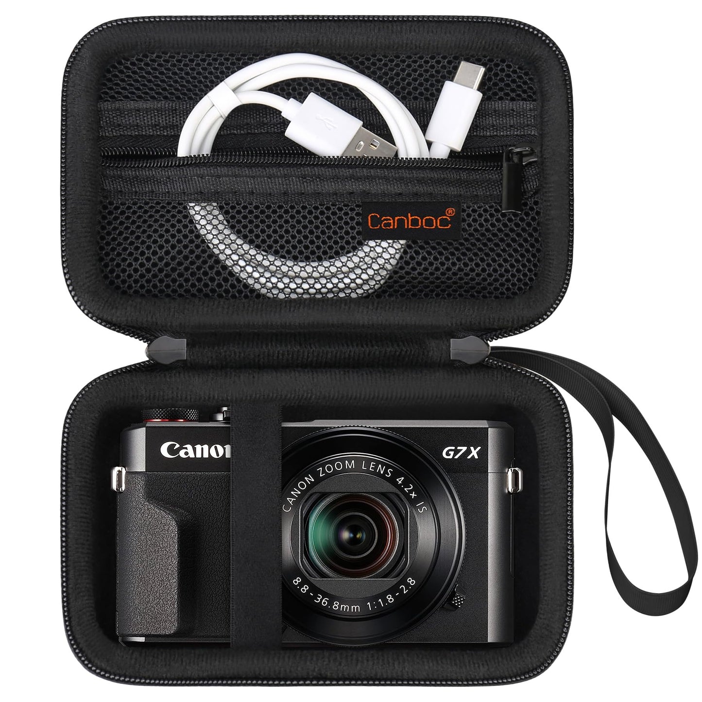 Canboc Camera Case for Canon PowerShot G7 X Mark II/ G7X Mark III Digital 4K Vlogging Camera, Point and Shoot 4K Video Camera Bag, Zipper Mesh Pocket