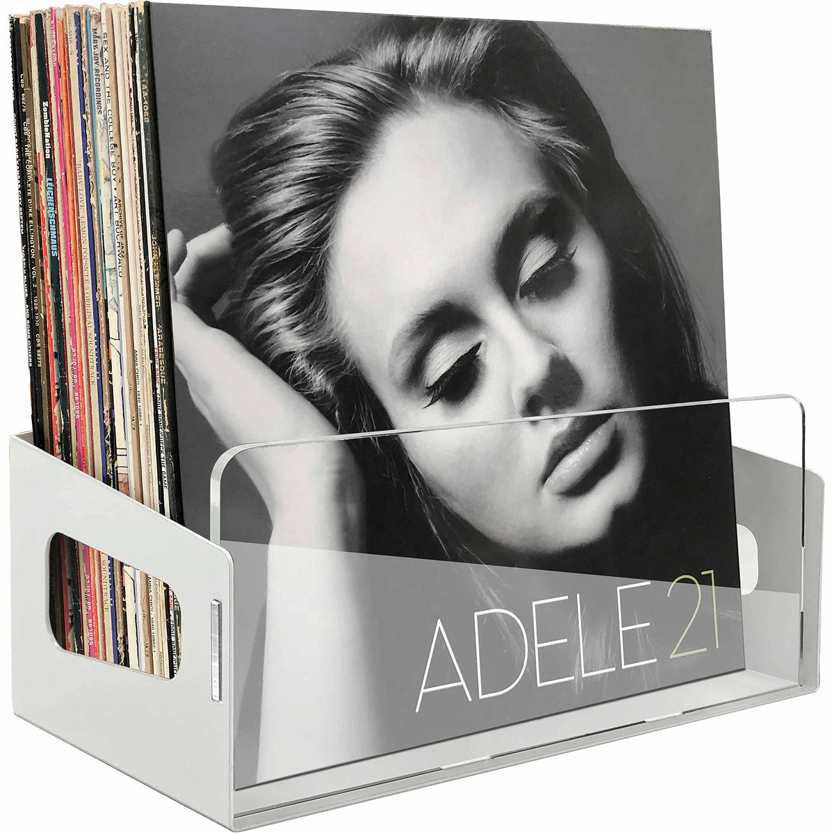 Arriart Vinyl Record Storage - Wall Mount Record Display Holder, Acrylic Vinyl Record Album Shelf, Fits 40 Albums, White