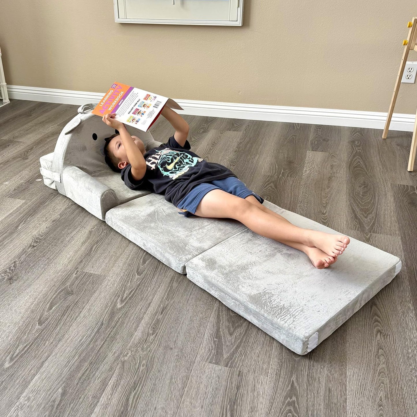 JUOIFIP Foldable Kids Sofa Bed, 2-in-1 Toddler Couch Chair, 150cm Soft Crystal Velvet Toddlers Sofa Bed for Bedroom Livingroom, Playroom