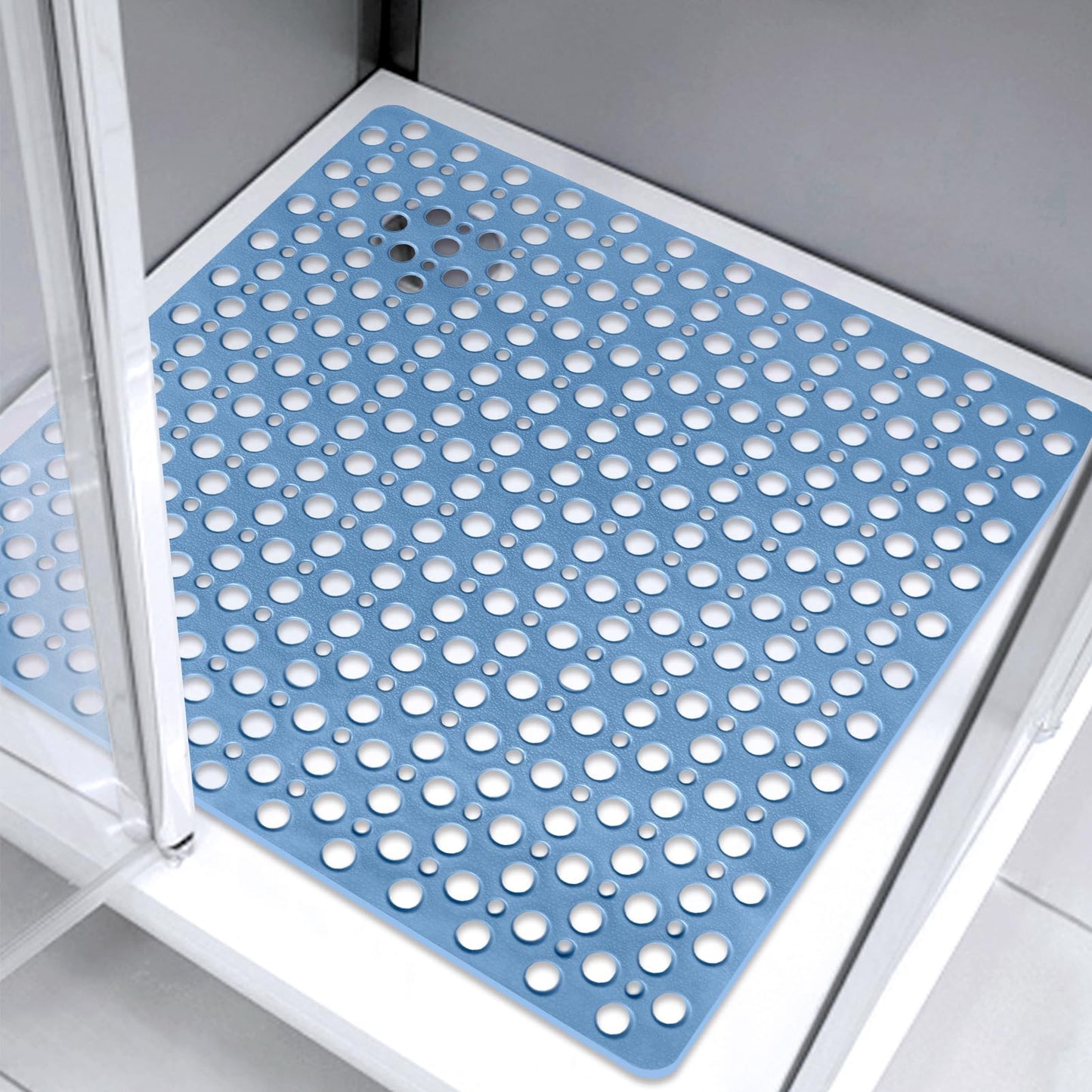 Square Shower Mat Non Slip Anti Mould: 70 x 70 cm Large Shower Mat for Inside Walk-in Shower Tray - Soft Rubber Anti Slip Bath Tub Mat for Bathroom