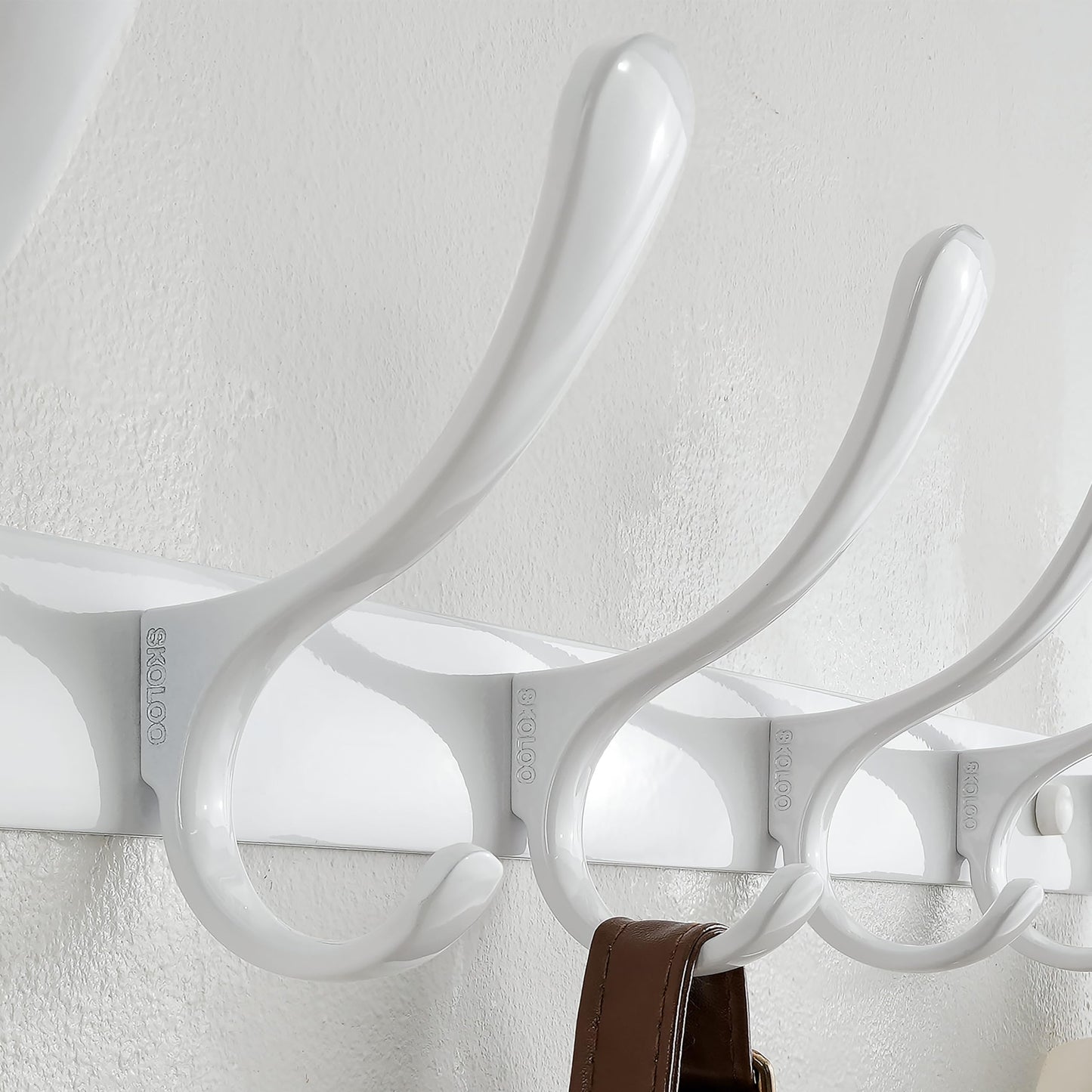 SKOLOO Coat Rack Wall Mounted - 6 Hooks, Pack of 2, Heavy Duty, Stainless Steel, Metal Wall Coat Hanger, Sturdy Wall Hooks for Hanging Coat, Jacket