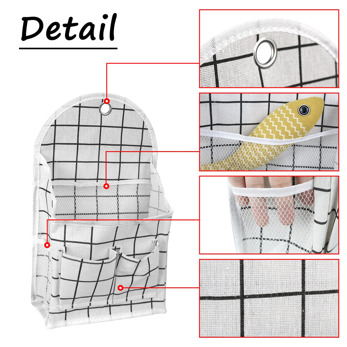 FuninCrea Wall Hanging Storage Bag, 3-Layer Hanging Pocket with Non-marking hook Waterproof Door Closet Organizer for Bedroom, Bathroom, Kitchen