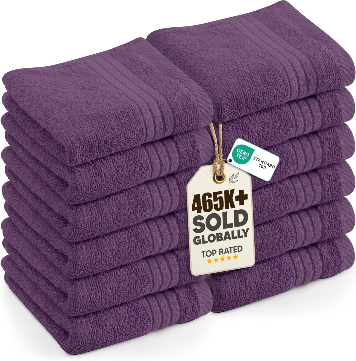 Utopia Towels 12 Pack Luxury Flannel Face Cloth Set, 30 x 30 CM, Plum