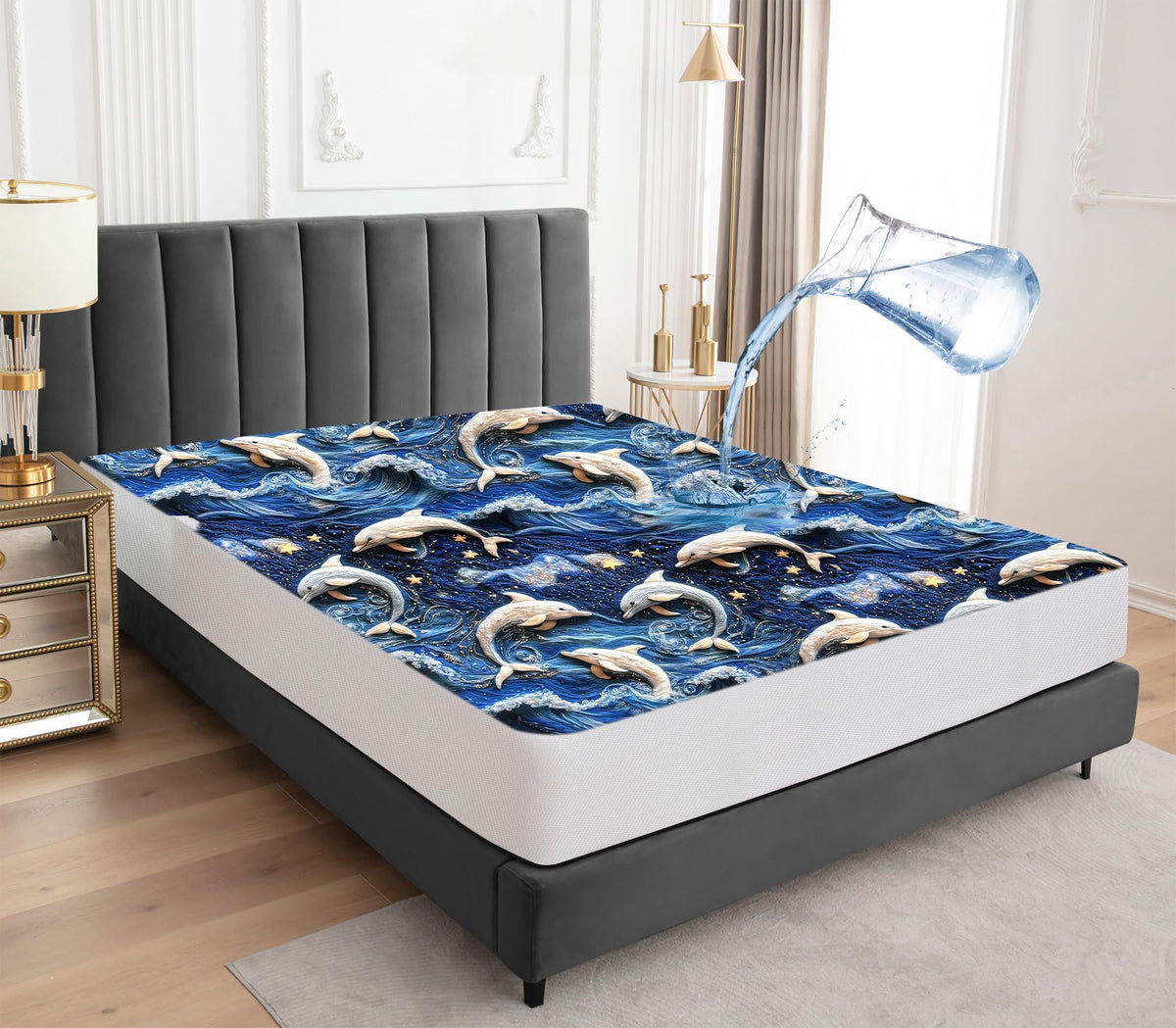 Sufdari Waterproof Mattress Protector double,135x190cm Mattress Cover for Bed,30cm Deep Pocket Fitted Sheet Style Mattress Protector with Elastic