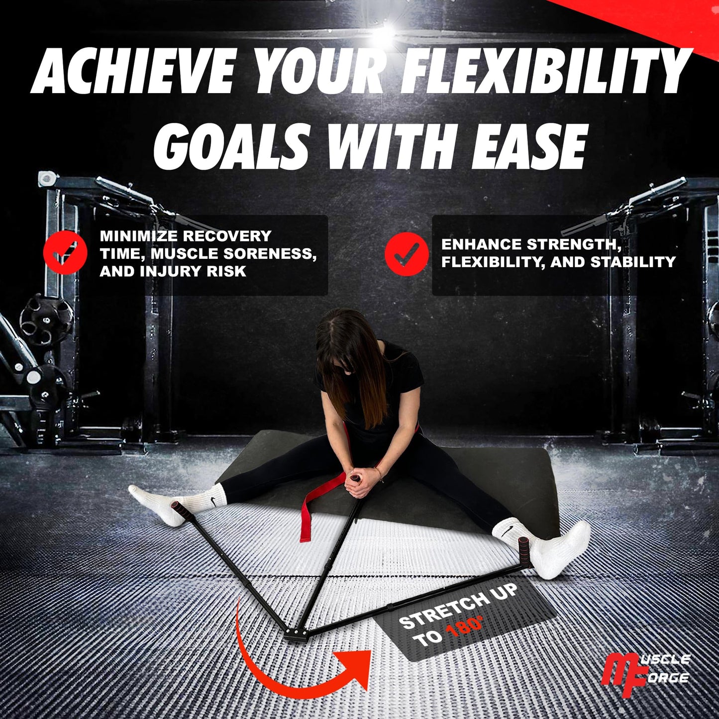 MuscleForge? 3 Bar Leg Stretcher for Splits and Adductor Stretch Spreader to Over 180? Split Machine Trainer for Martial Arts Ballet Stretching