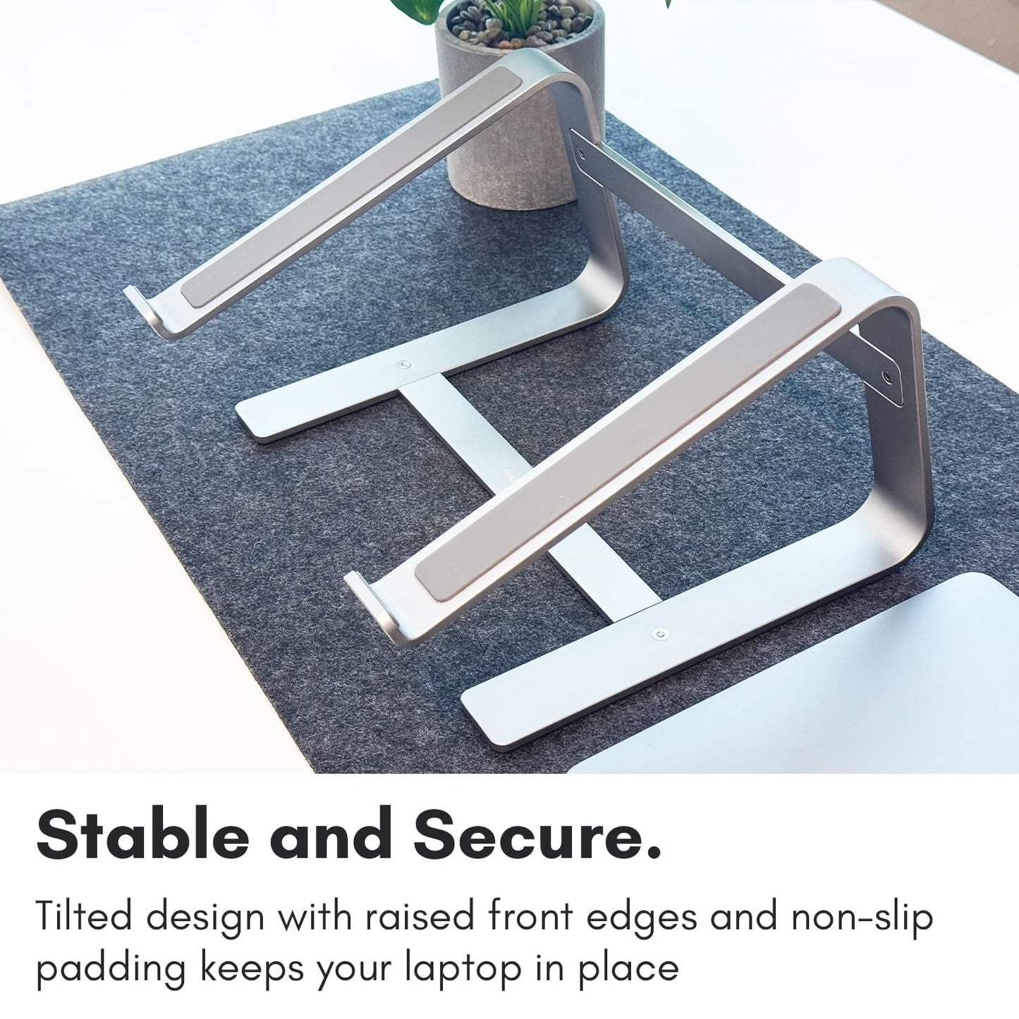 Macally Aluminum Laptop Stand for Desk - Works with All MacBook/Pro/Air & Laptops Between 10” to 17.3” - Sleek and Sturdy Laptop Riser - (ASTANDSG)