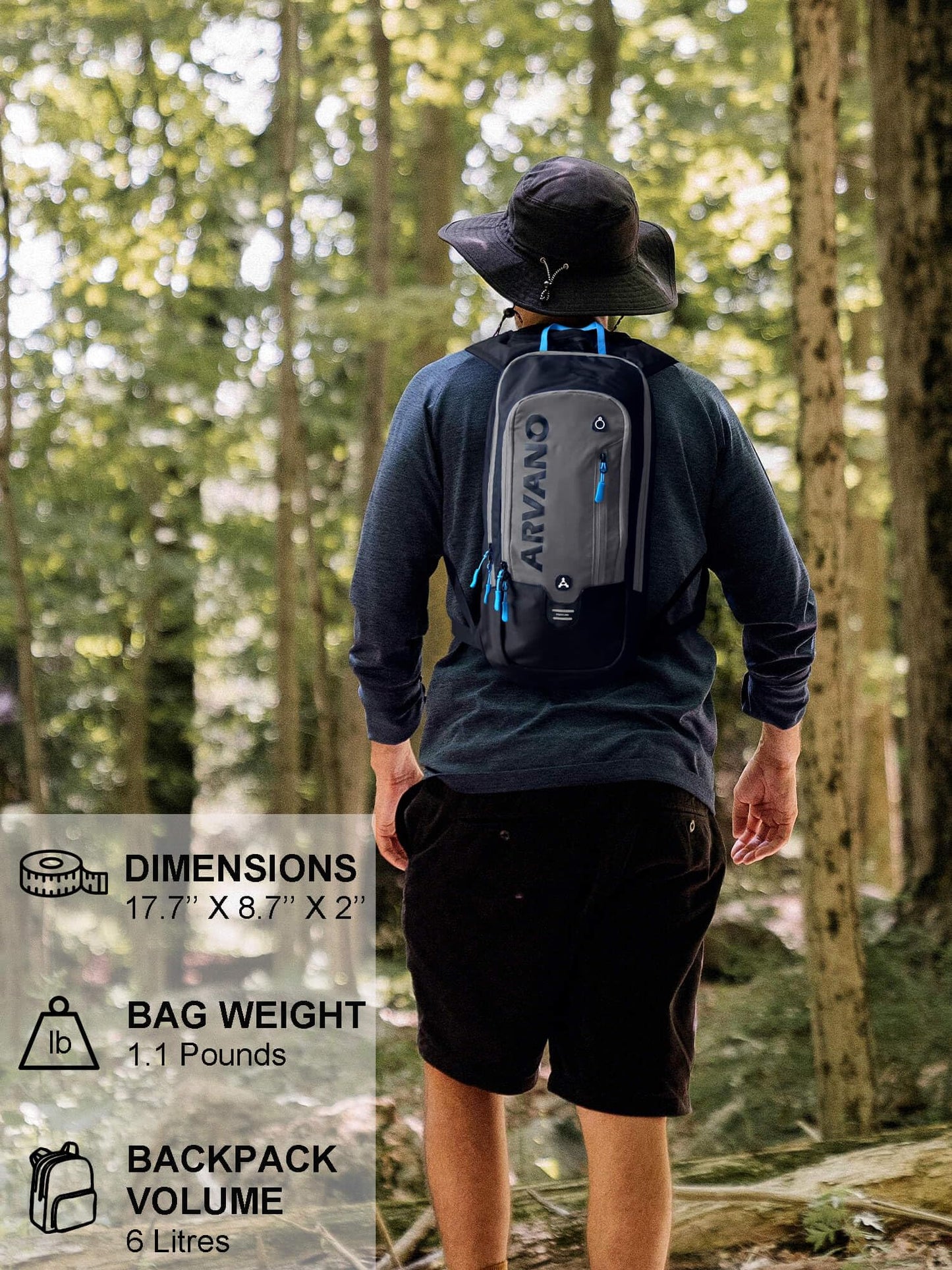 Arvano Hydration Backpack Lightweight Cycling Backpack with Water Bladder, 6L Water Rucksack for for Men Women Skiing Mountain Biking Hiking