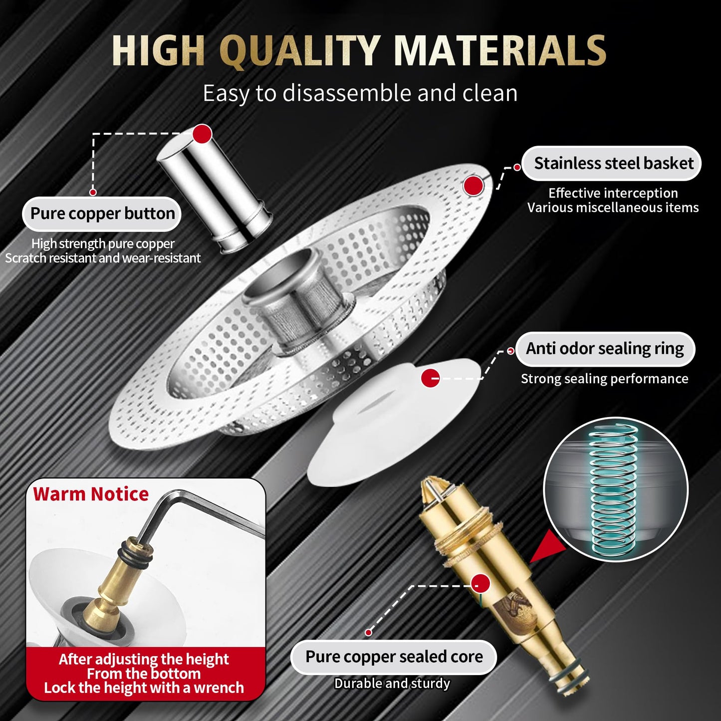 1Pcs Kitchen Sink Plug, Pop Up kitchen sink strainer plug, 3-in-1 Stainless Steel Sink Aid, Universal Sink Drain Stoppers