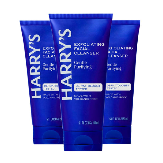 Harry's Exfoliating Face Wash for Men, Gentle Facial Skin Care Products with Volcanic Rock Exfoliant, Dermatologist Tested, 150ml, 3 Pack