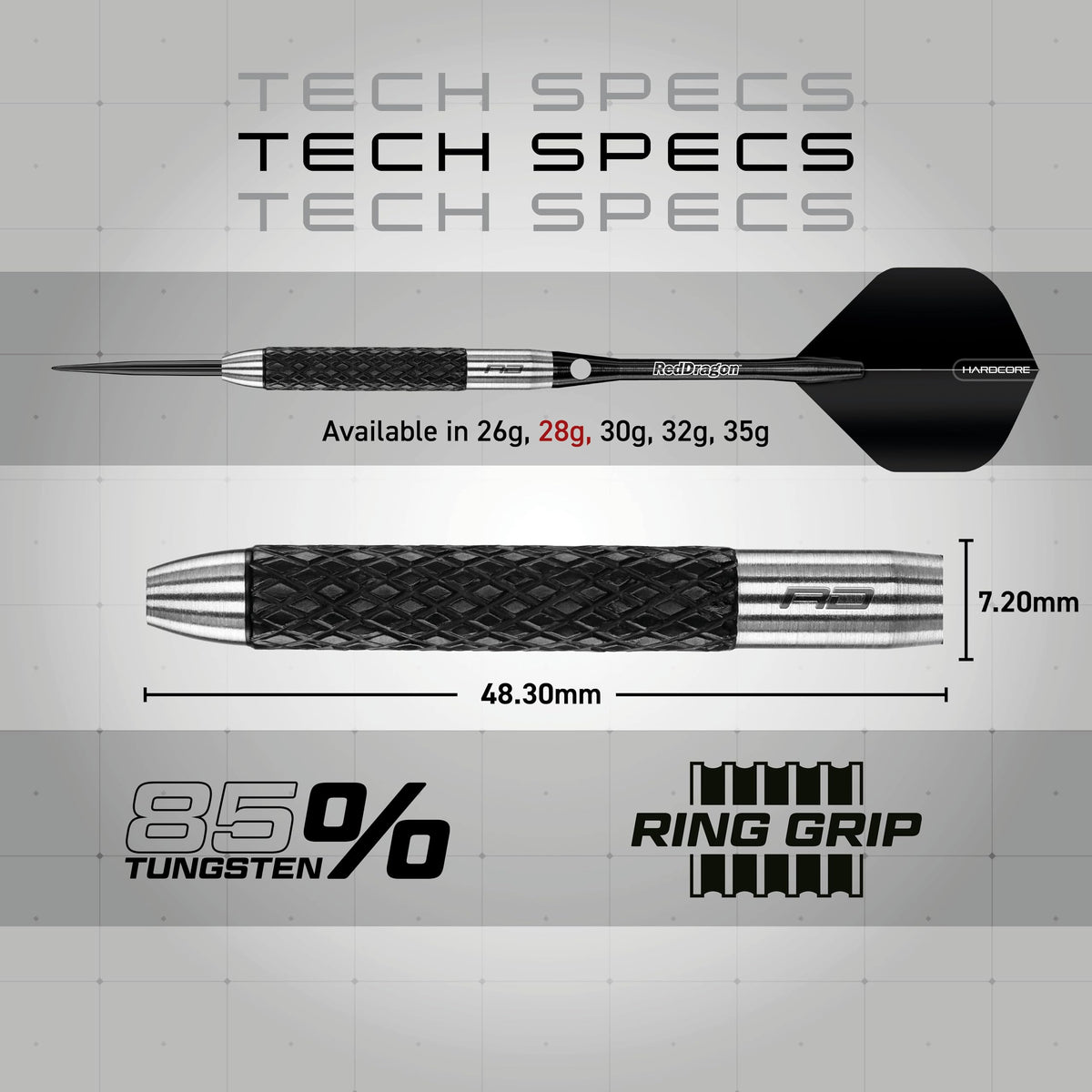 RED DRAGON Rat 1: 28g Tungsten Darts Set with Flights and Stems