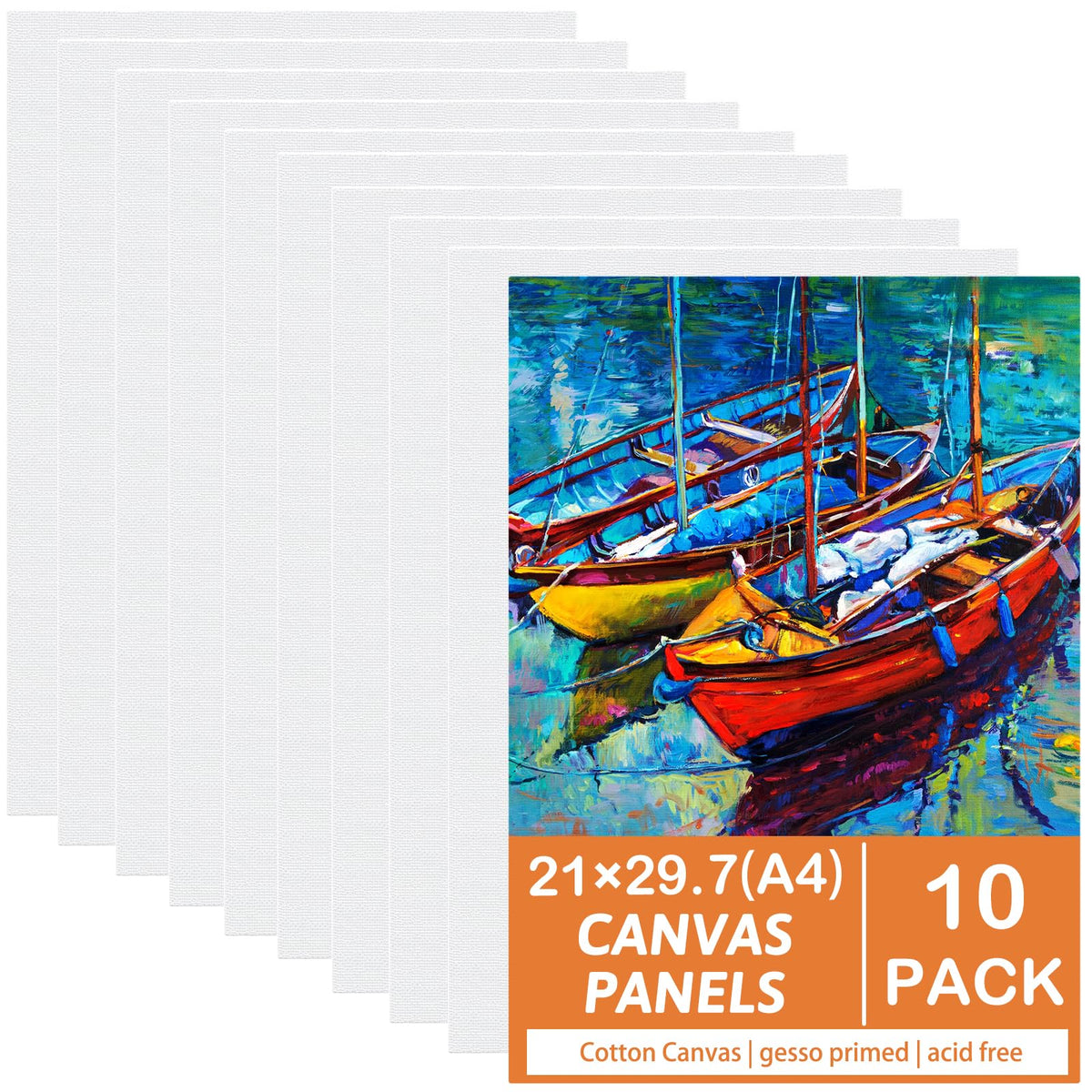 Koncci Canvas for Painting 21X29.7cm, 10 Packs a4 Canvas Cotton Acid-Free for Acrylic Paint, Oil Paint & Wet Water Art Media, Canvases for