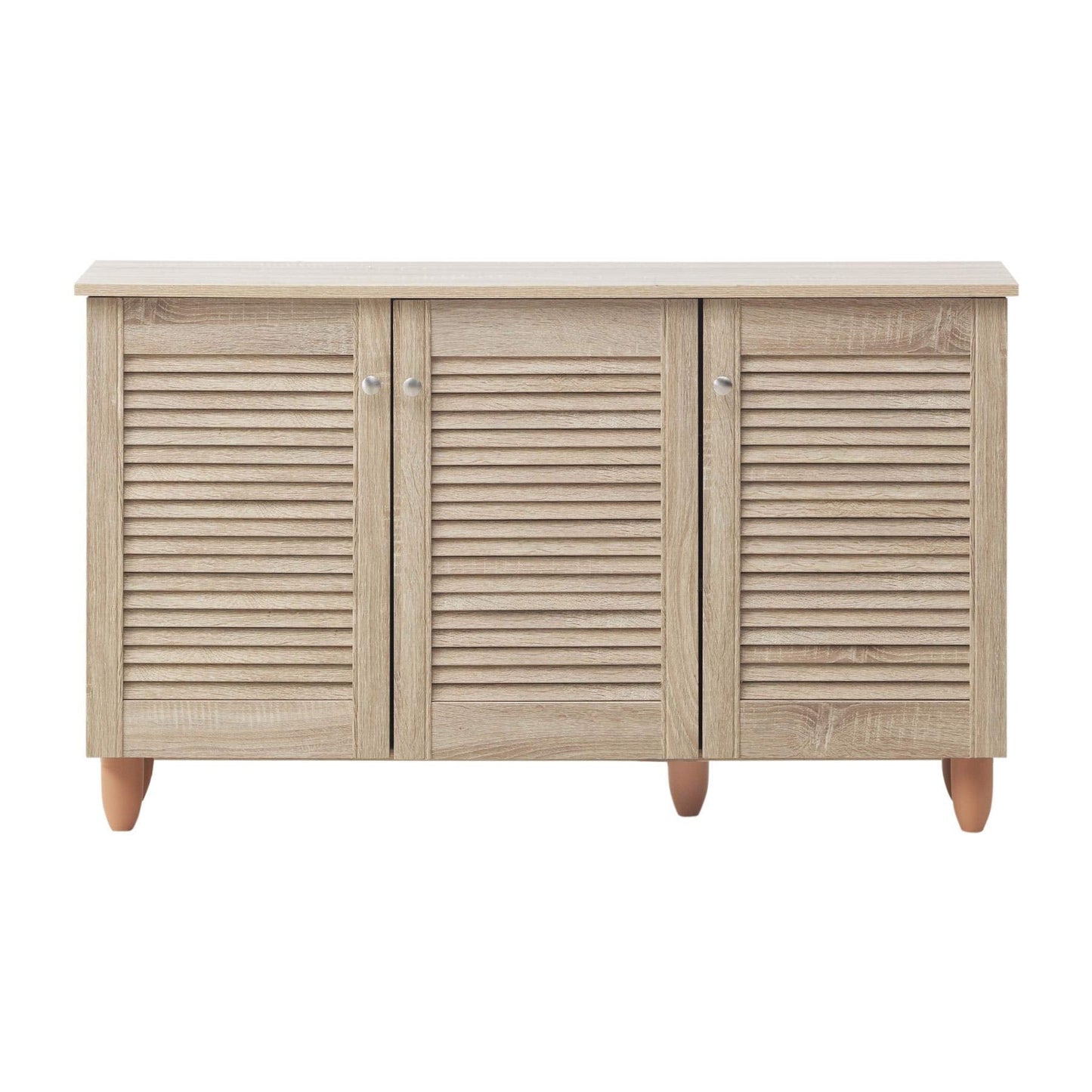 TAD TIMBER ART DESIGN UK Modern Shoe Storage Cabinet 3 Doors Footwear Stand Rack Unit Cupboard Sonoma Oak