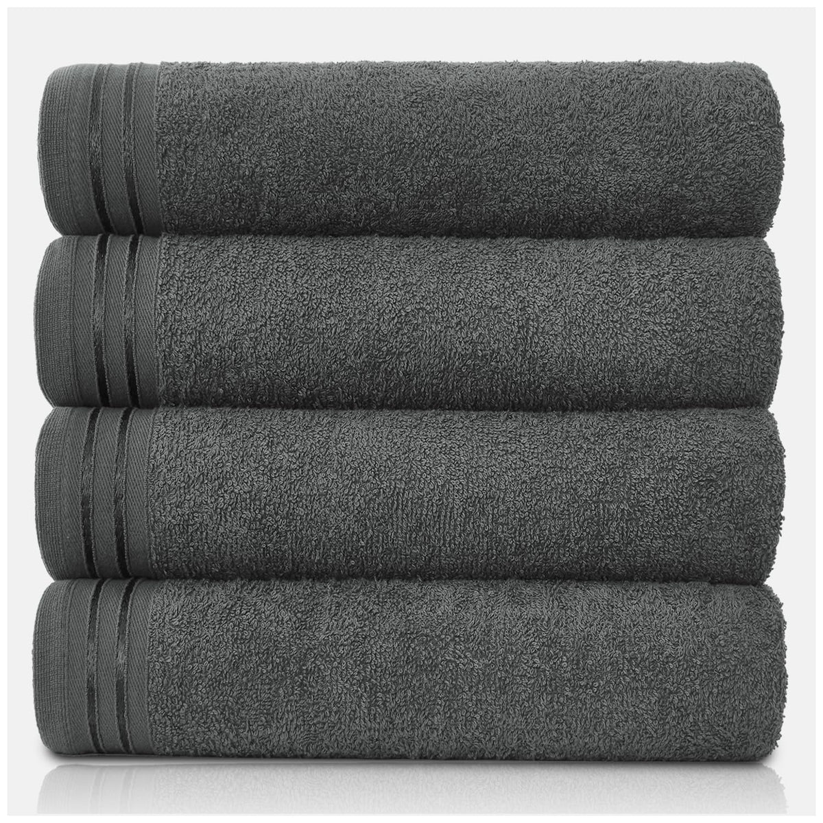 GC GAVENO CAVAILIA Large Towels Bath Sheet - Highly Absorbent Egyptian Cotton Towel Set - 4 Pack Extra Soft Large Bath Towel Charcoal-Quick Dry Bath