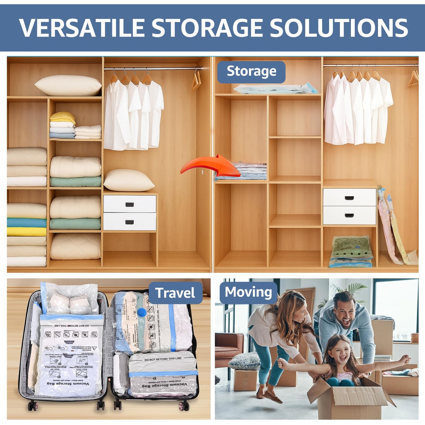 BoxLegend Vacuum Storage Bags 15 Pack Space Saving Bags Thicker Type 80mm 1XXL + 2XL+ 5L + 5M + 2S Double Zip Seal & Leak Valve Reusable for Clothes