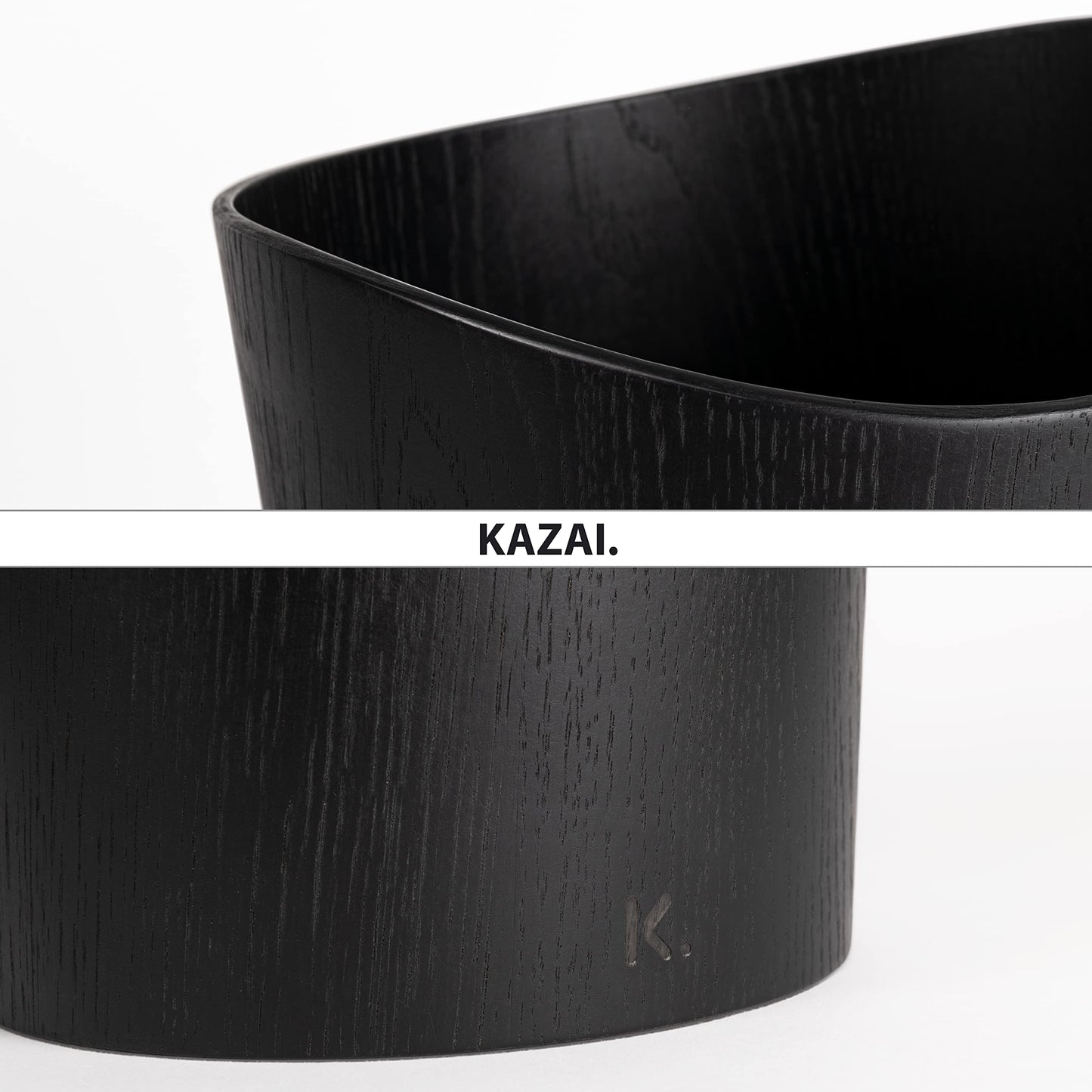 Kazai. Real Wood Waste Paper Bin Brje | Wooden Paper Basket for Office, Kids' Room, Bedroom and more | 9 liters | Oak black