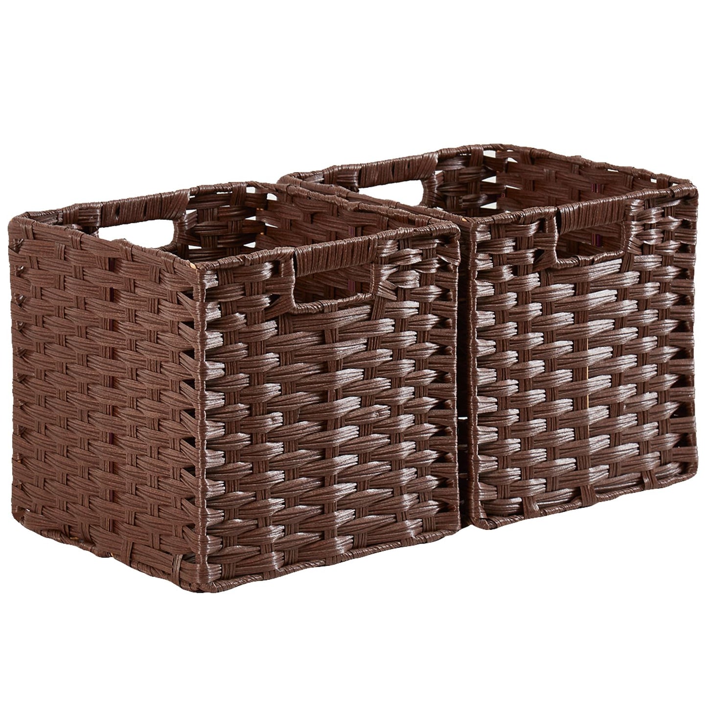 Mangata 31 cm Storage Cube Boxes for 33 cm Closet, Kallax, Rattan Effect Storage Baskets, Wicker Woven Polyrattan Material Wardrobe Organizer