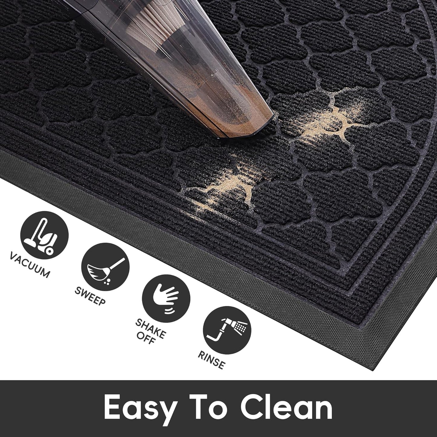 Homaxy Half Moon Door Mats Indoor, Non Slip Rubber Door Matts, Dirt Trapper Absorbent Doormat Outdoor, Washable Heavy Duty Floor Mat for Entrance,