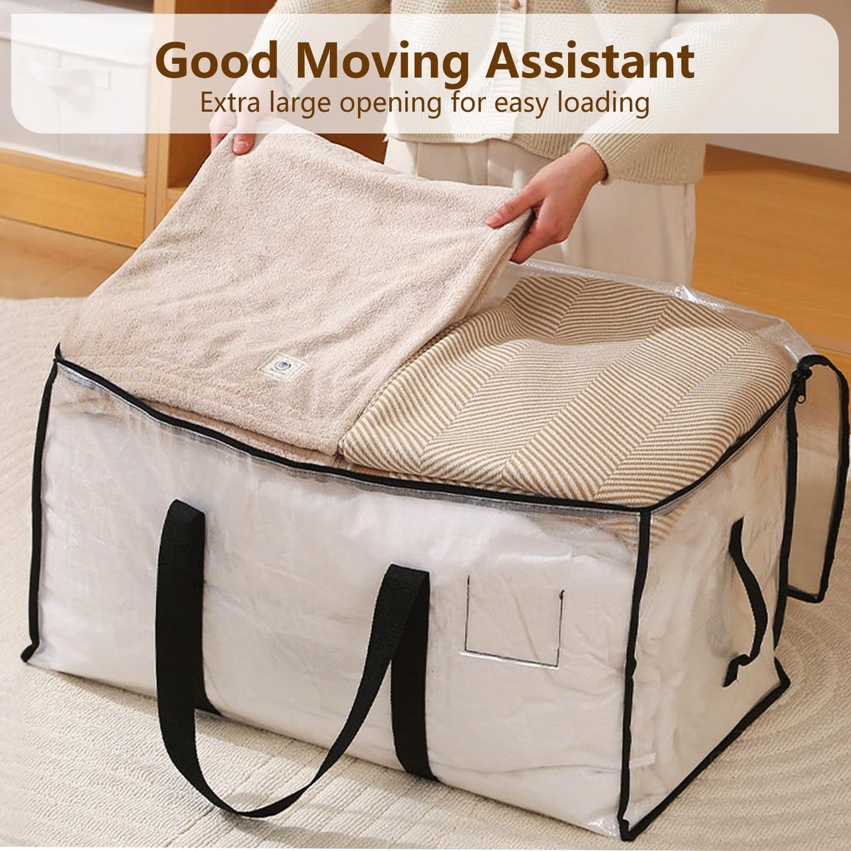 ChioSun 108L Heavy Duty Moving Bags,3 Pack Large Storage Bags with Zips