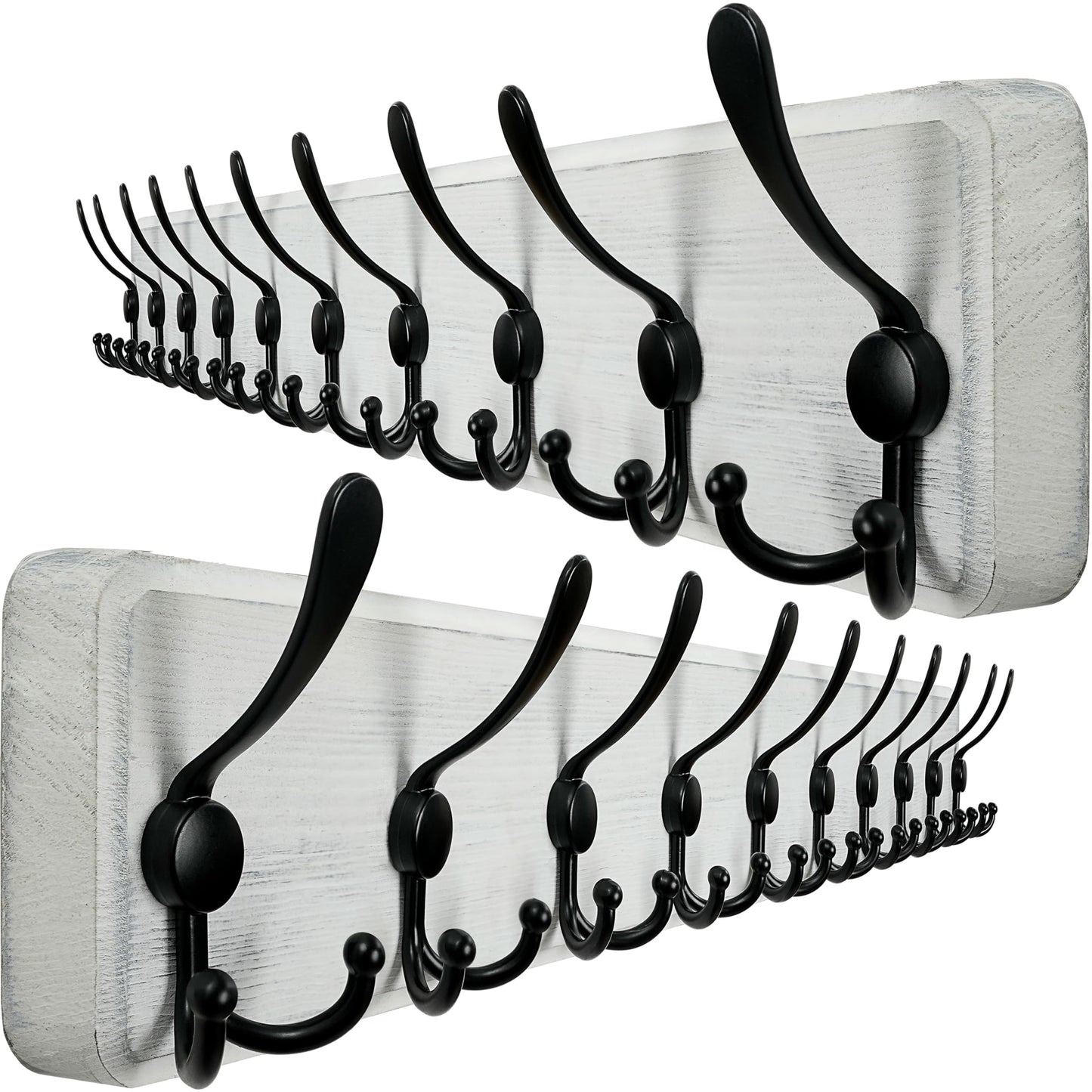 WEBI Coat Rack Wall Mounted,98cm Long,10 Hooks,Wood Coat Hooks Wall Mounted,Coat Hanger Wall,Hook Rack Rail,Triple Hooks for Hanging