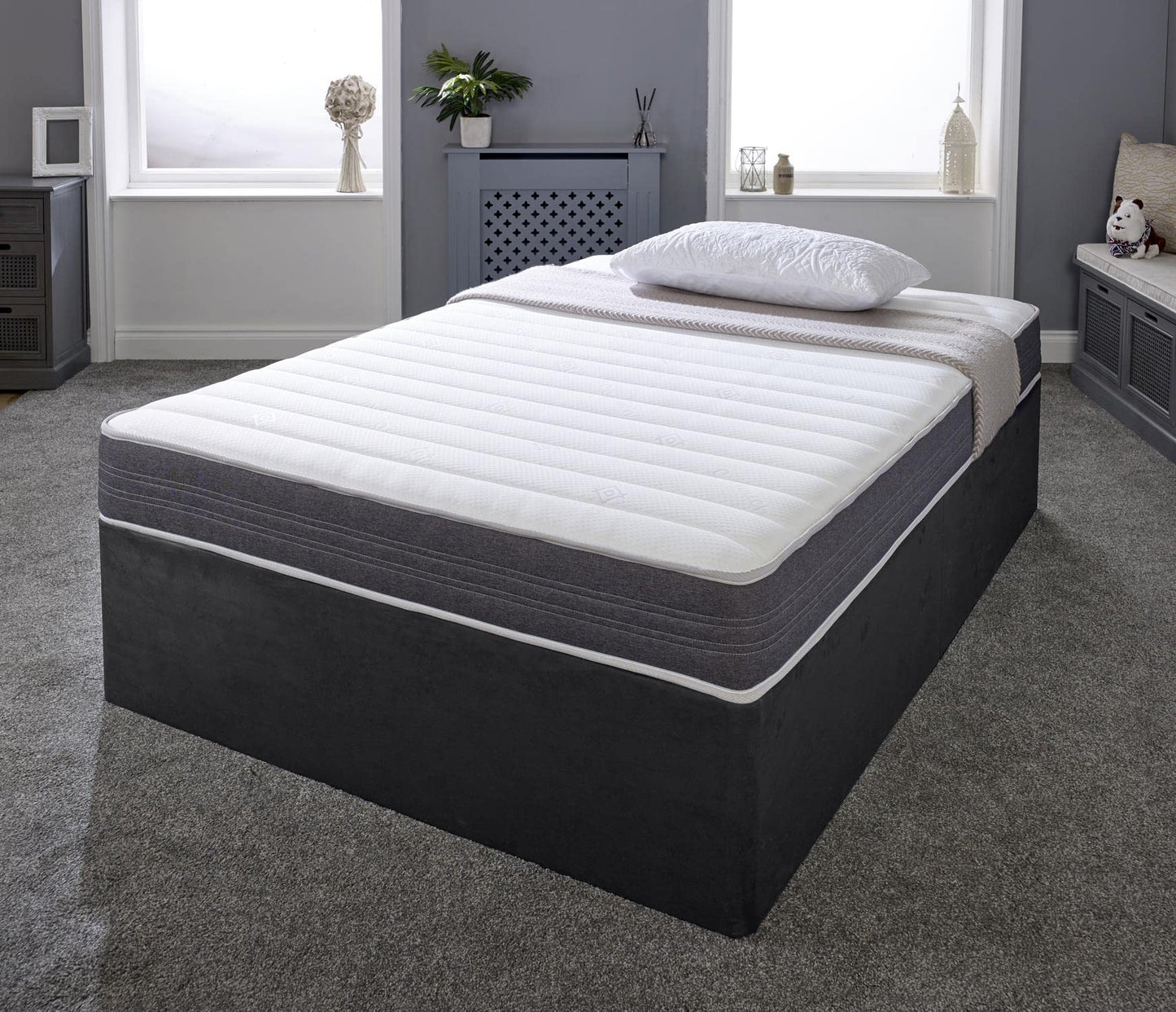 Extreme Comfort Sirocco Airflow Grey 18cms Deep Hybrid Spring & Memory Fibre Mattress, 2ft6 Small Shorty Single (2ft6 x 5ft9, 75cm x 175cm)