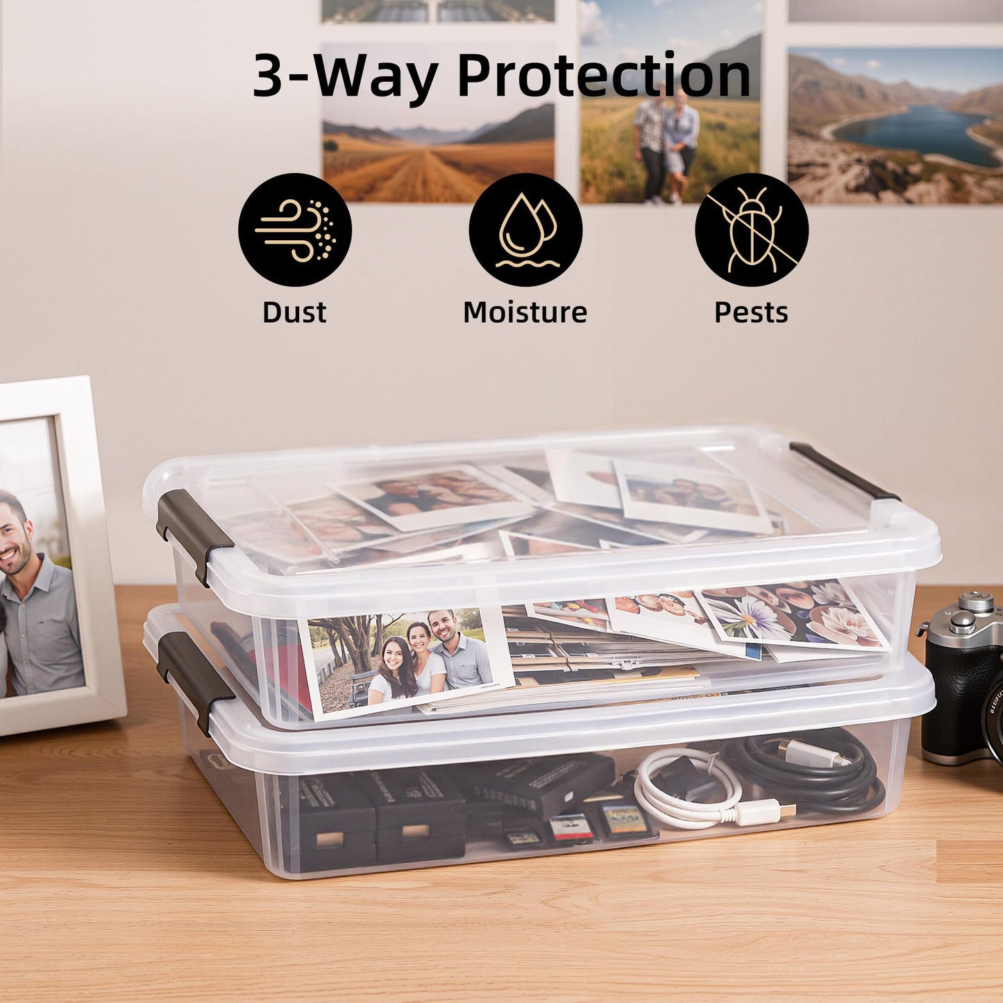 Citylife 2Pack Craft Storage Boxes, 4.5L A4 Plastic Storage boxes with Lids, Handles, Transparent Stackable Craft Organiser for Document, Book