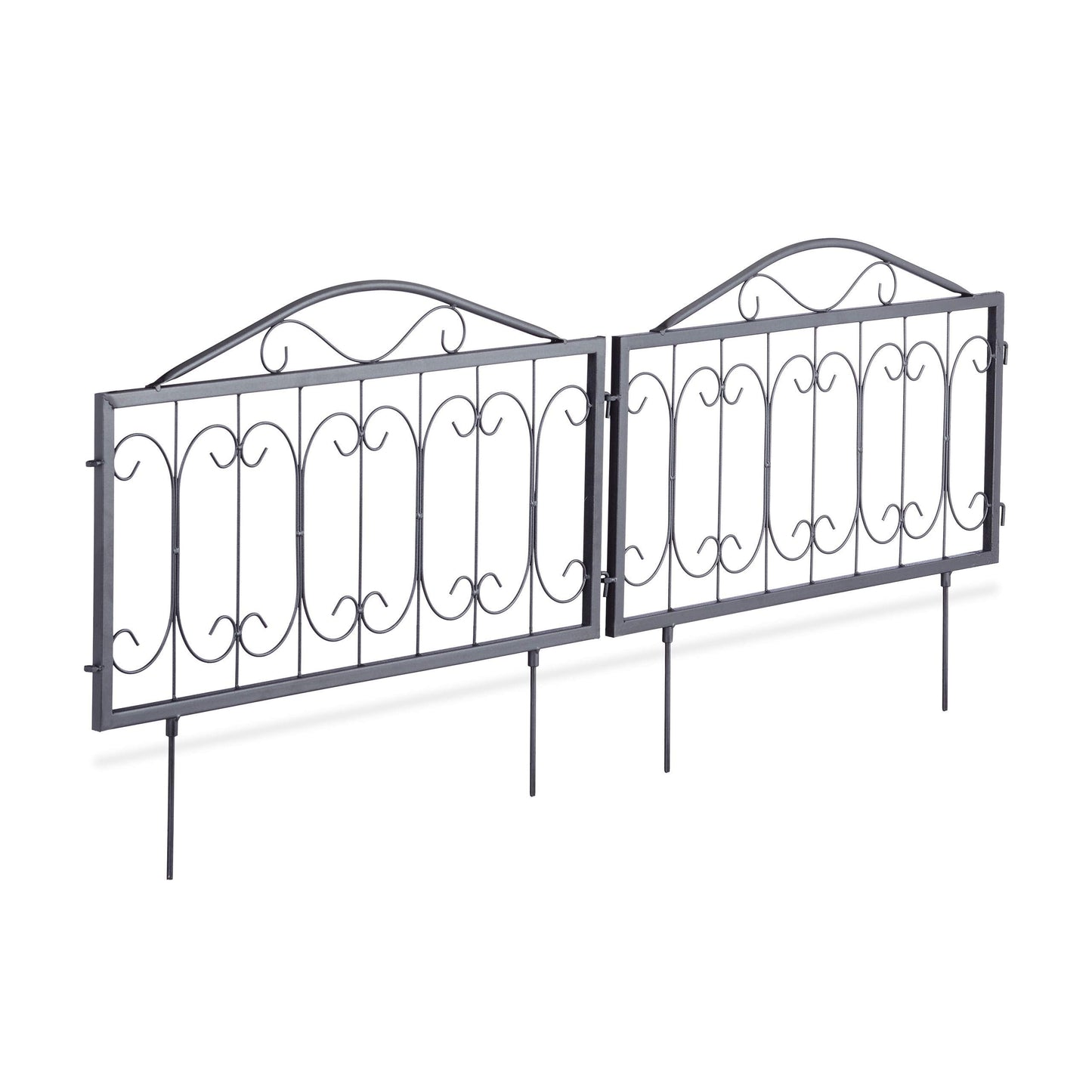 Relaxdays Goth Set of 4 Metal Garden Panels, Nostalgic Style, Yard Fence for Inserting, 33 x 56.5 cm, Blacks, 1.5x225x47 cm