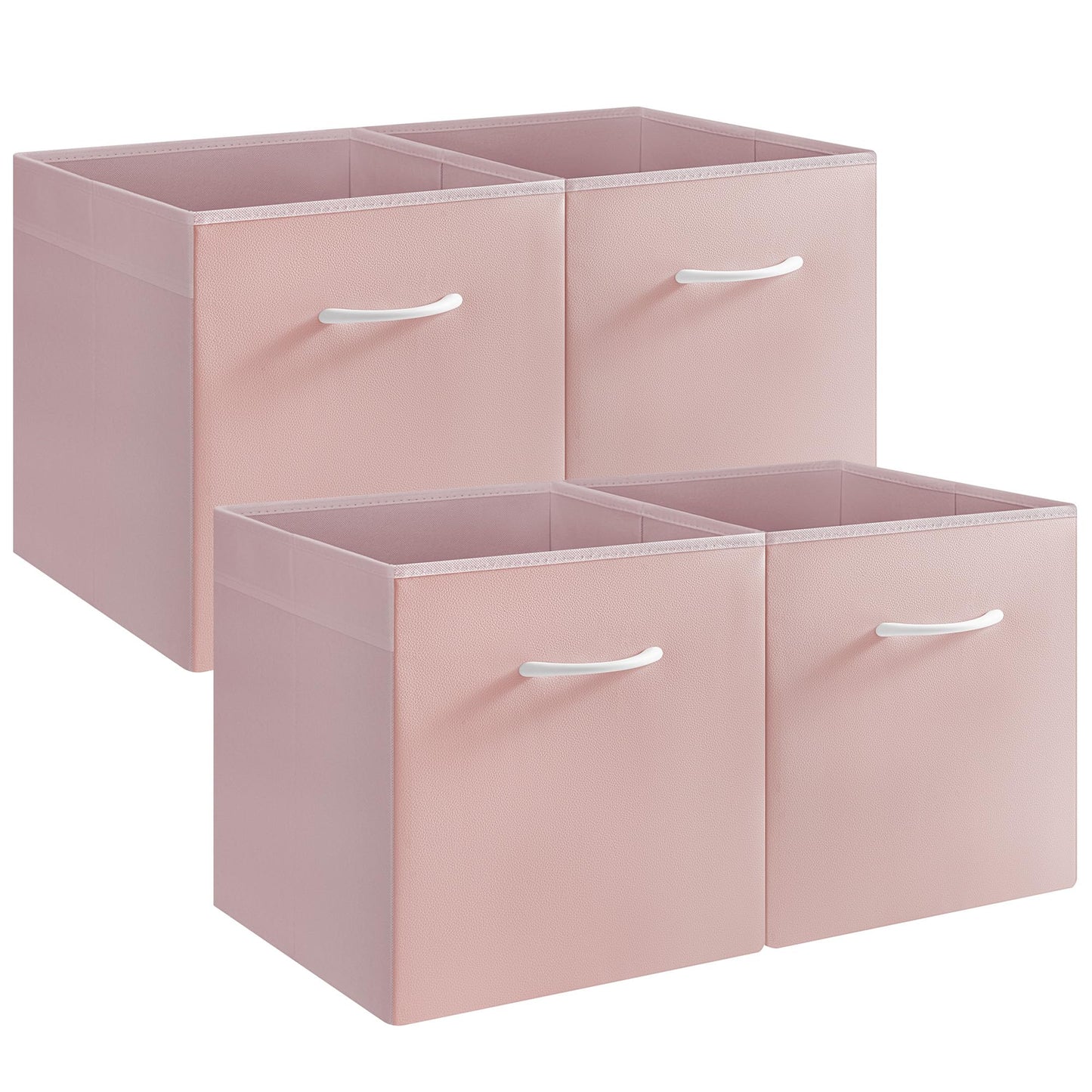 StorageWorks Pink Storage Cubes, Storage Cube Boxes with Handle, Cube Storage Basket for Shelves, Fabric Organiser Boxes for Wardrobe