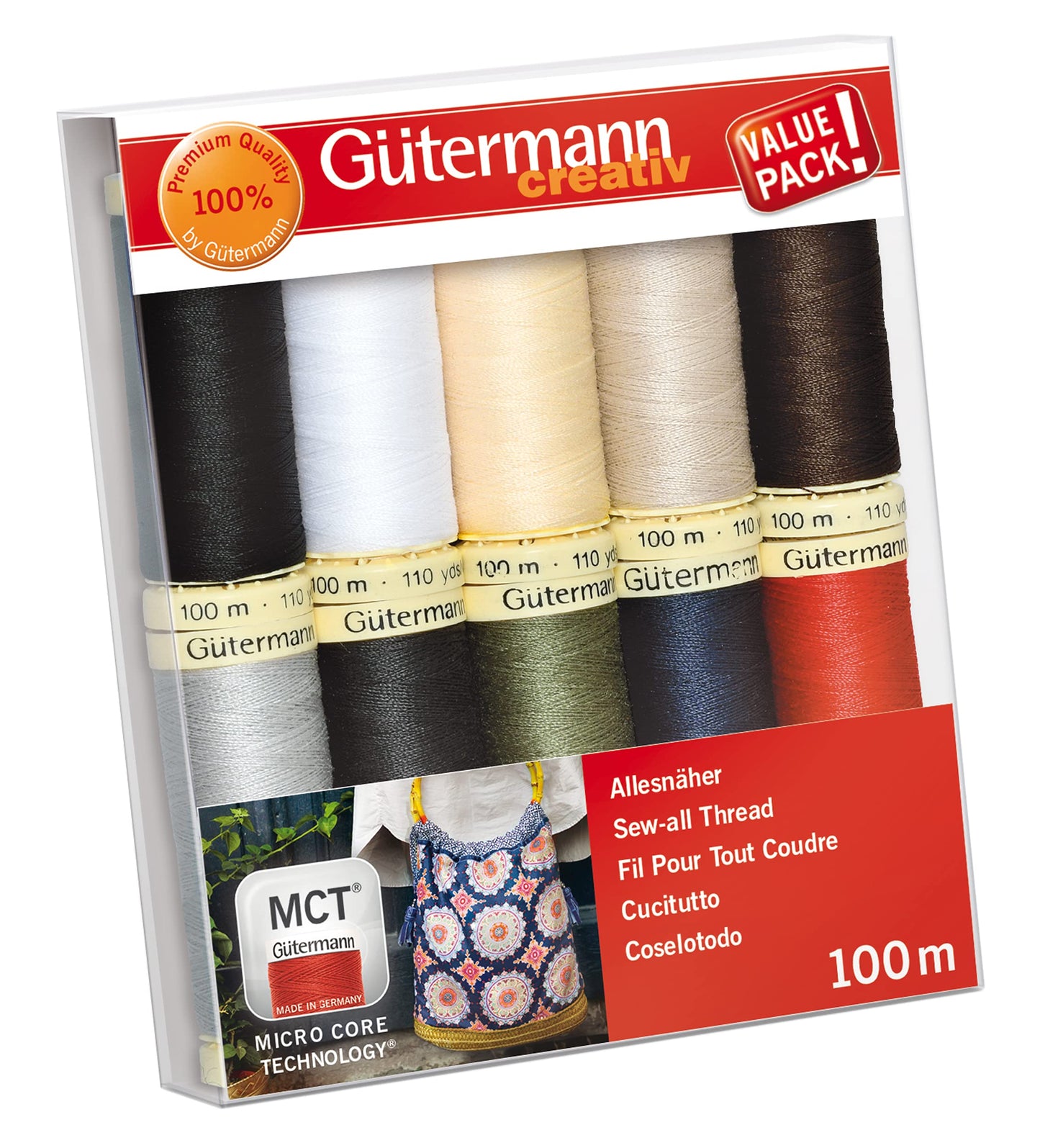 G?termann creativ Sewing thread set with 10 spools Sew-all Thread 100 m in basic colours