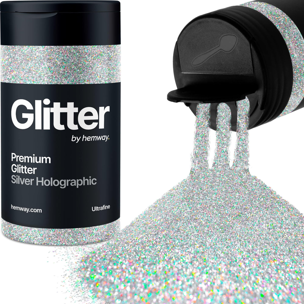 Holographic Silver Glitter Shaker, 130g Ultrafine Glitter, Crafts 1/128" Metallic Flake Silver Sequins, Resin & Epoxy Crafts, Decorating, Halloween,