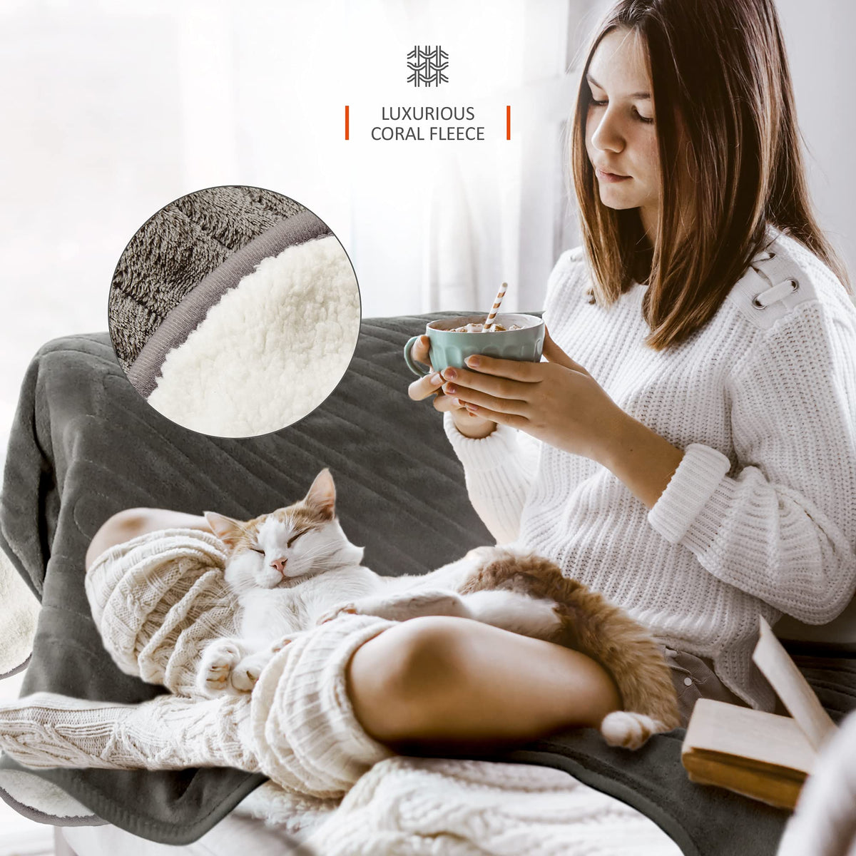 Wrmer Electric Heated Throw Blanket - Extra Large 130cm x 180cm Digital Controller - 9 Hour Timer, 9 Heat Settings, Auto Shutoff, Machine Washable -