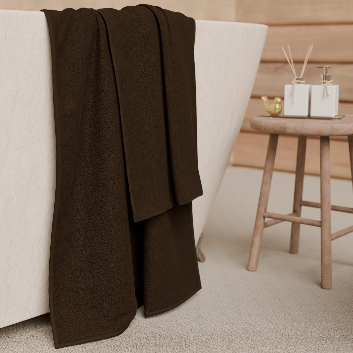 PETTI Artigiani Italiani - 100% Cotton Terry Bath Towels, 1+1 Towel Set, 2 Pieces 1 Face Towel and 1 Hand Towel, Brown Towels