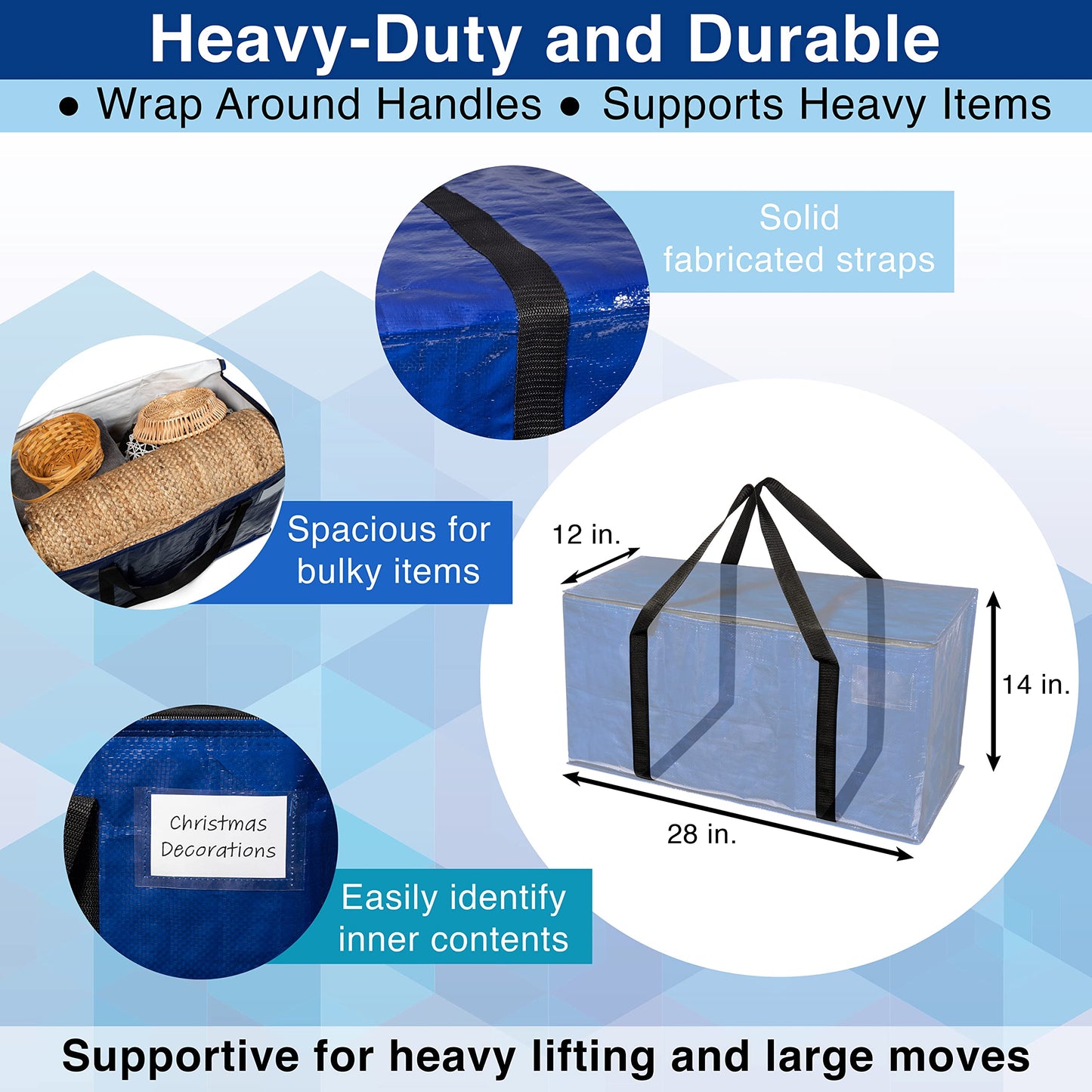 ClearSpace Heavy Duty Moving Boxes or Storage Bags  Storage Bins with Lids, Large Moving Bags with Backpack Straps & Handles  Moving Supplies for