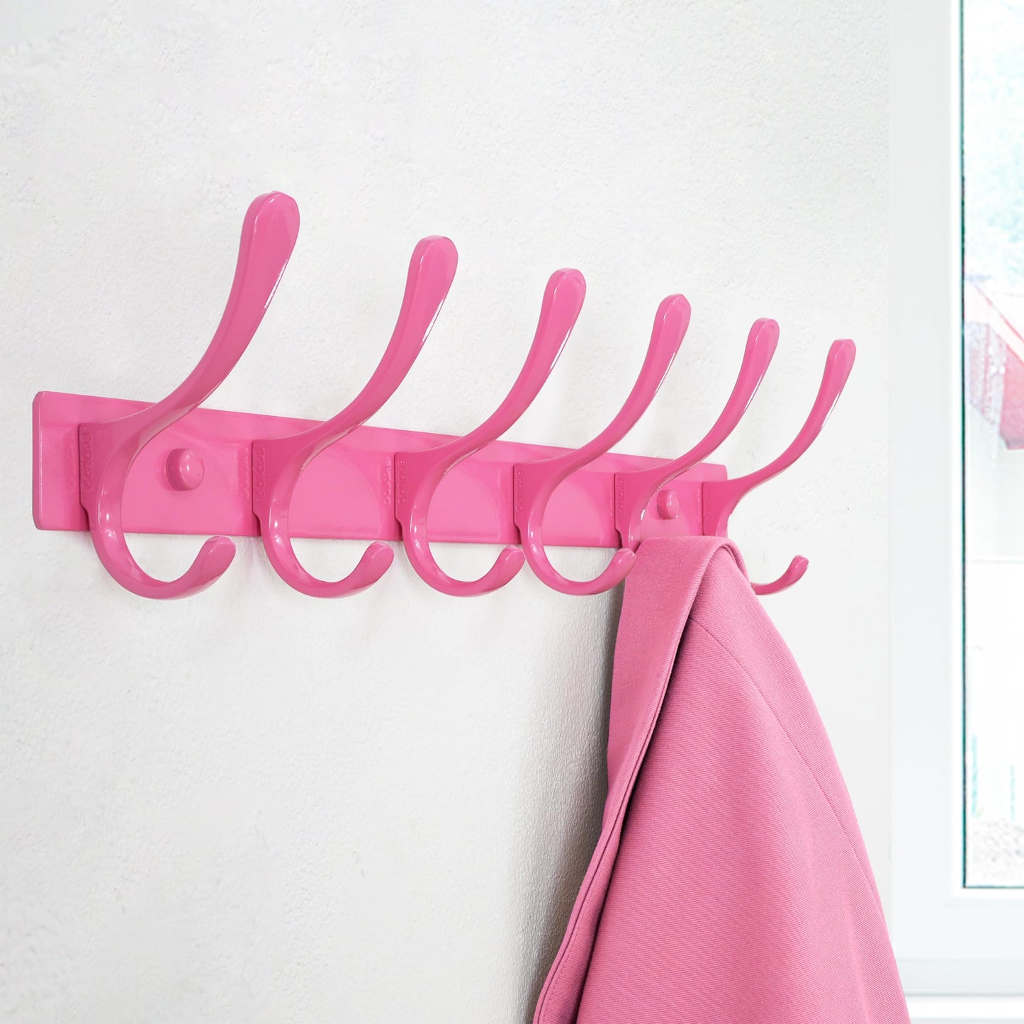 SKOLOO Coat Rack Wall Mounted - 6 Hooks, Pack of 2, Heavy Duty, Stainless Steel, Metal Wall Coat Hanger, Sturdy Wall Hooks for Hanging Coat, Jacket