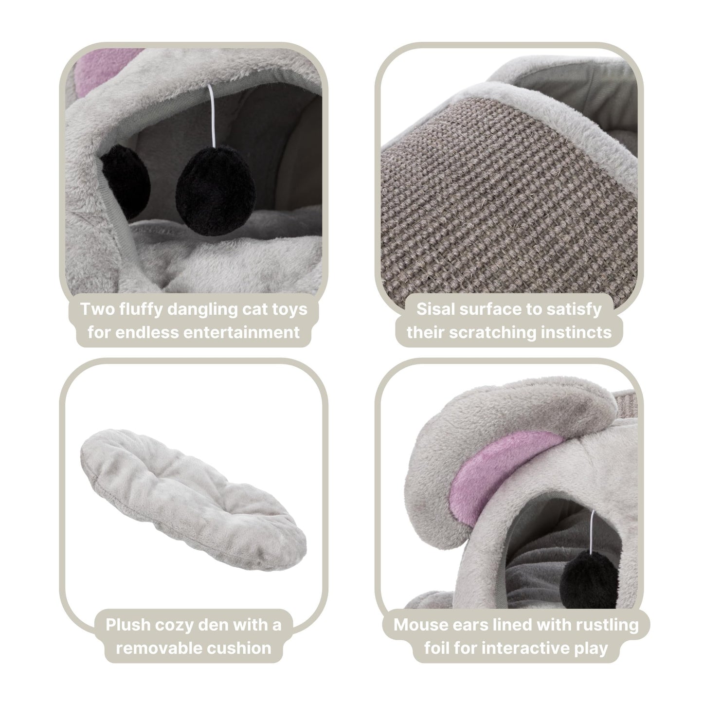 TRIXIE Lukas Cuddly Cave, 65 x 33 x 35 cm, Grey