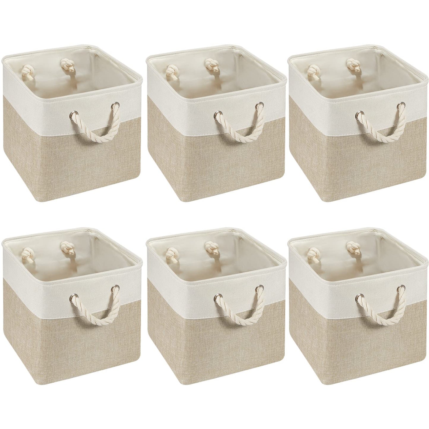 6 Pieces Cube Storage Bins Small Foldable Storage Cube Baskets with Sturdy Carry Handles Multipurpose Storage Cube Baskets Organizer Bin for Home