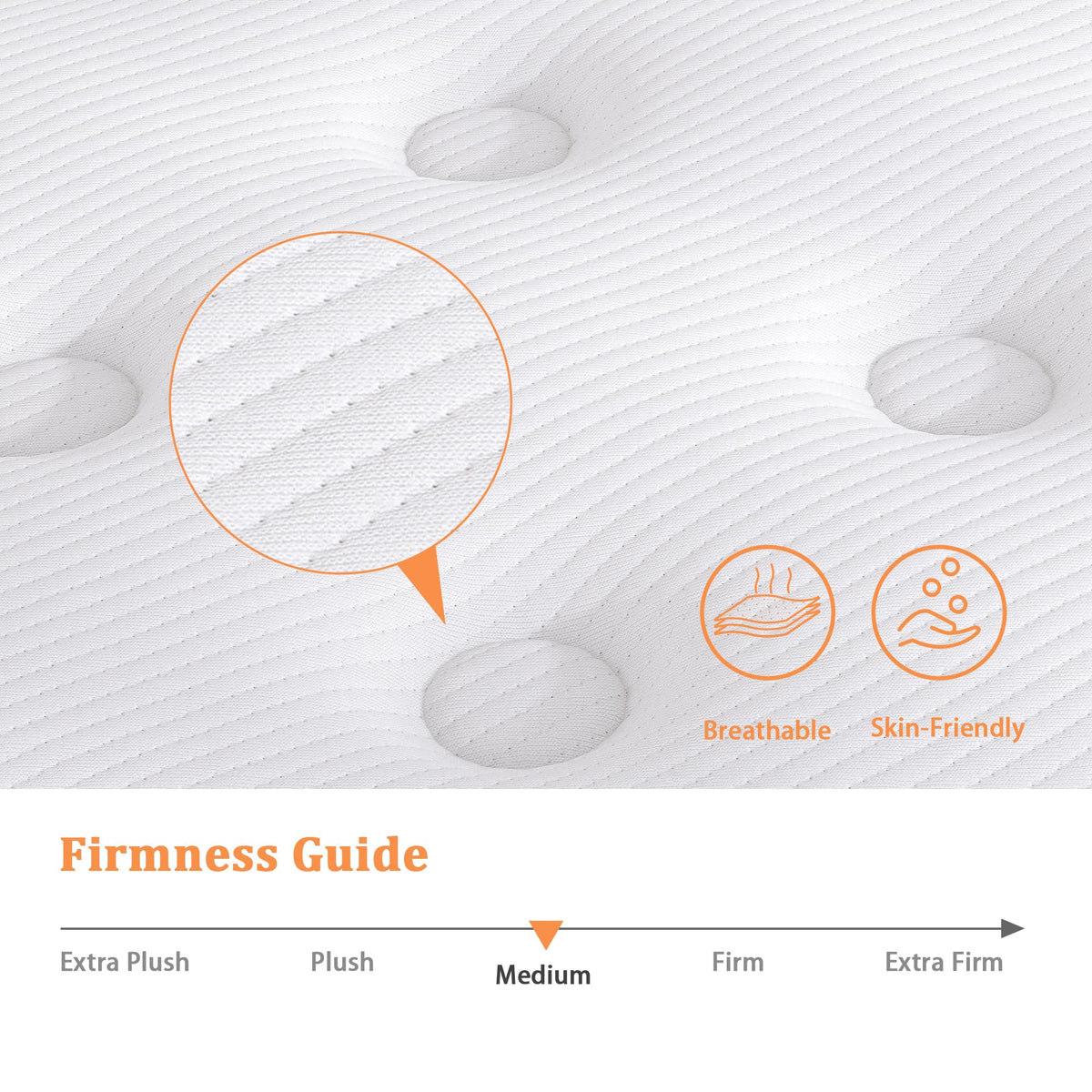 TeQsli Double Mattress 4FT6, 18cm Hybrid Pocket Sprung Mattress Double - Medium Firm - Ideal for Guest Beds- OEKO-TEX Certified Fabric 135x190x18 cm