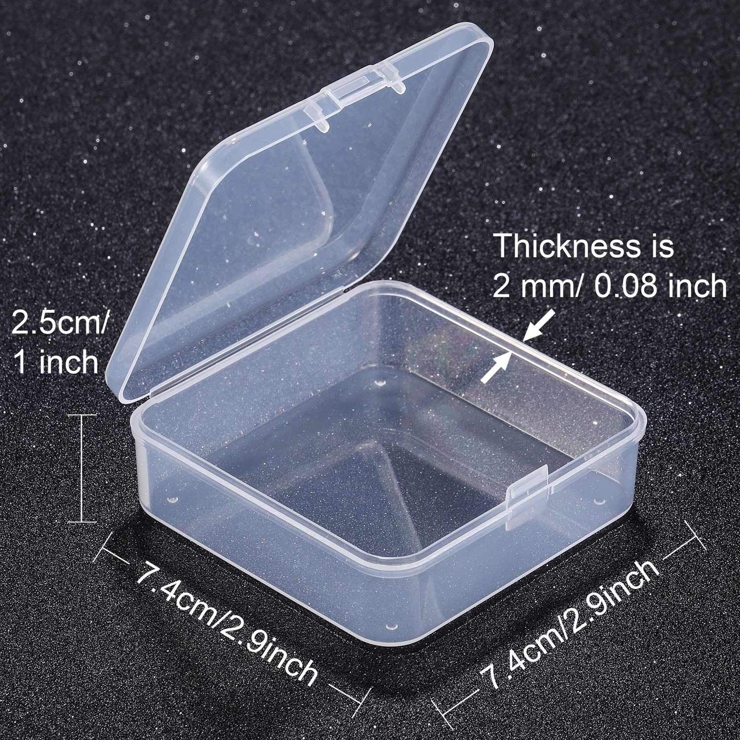 SATINIOR 12 Pack Clear Plastic Beads Storage Containers Box with Hinged Lid for Beads and More (2.9 x 2.9 x 1 Inch)