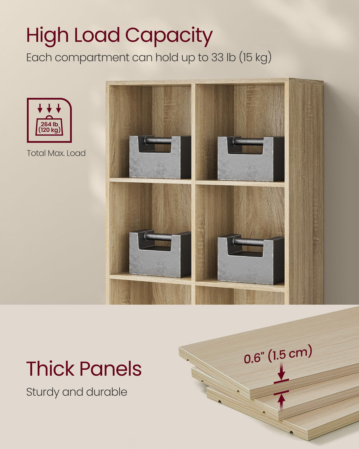 VASAGLE 8-Cube Bookcase, Bookshelf, Cube Storage Unit, Wooden Bookcase and Display Shelf, Freestanding Cabinet Unit for Office, Living Room, Bedroom,