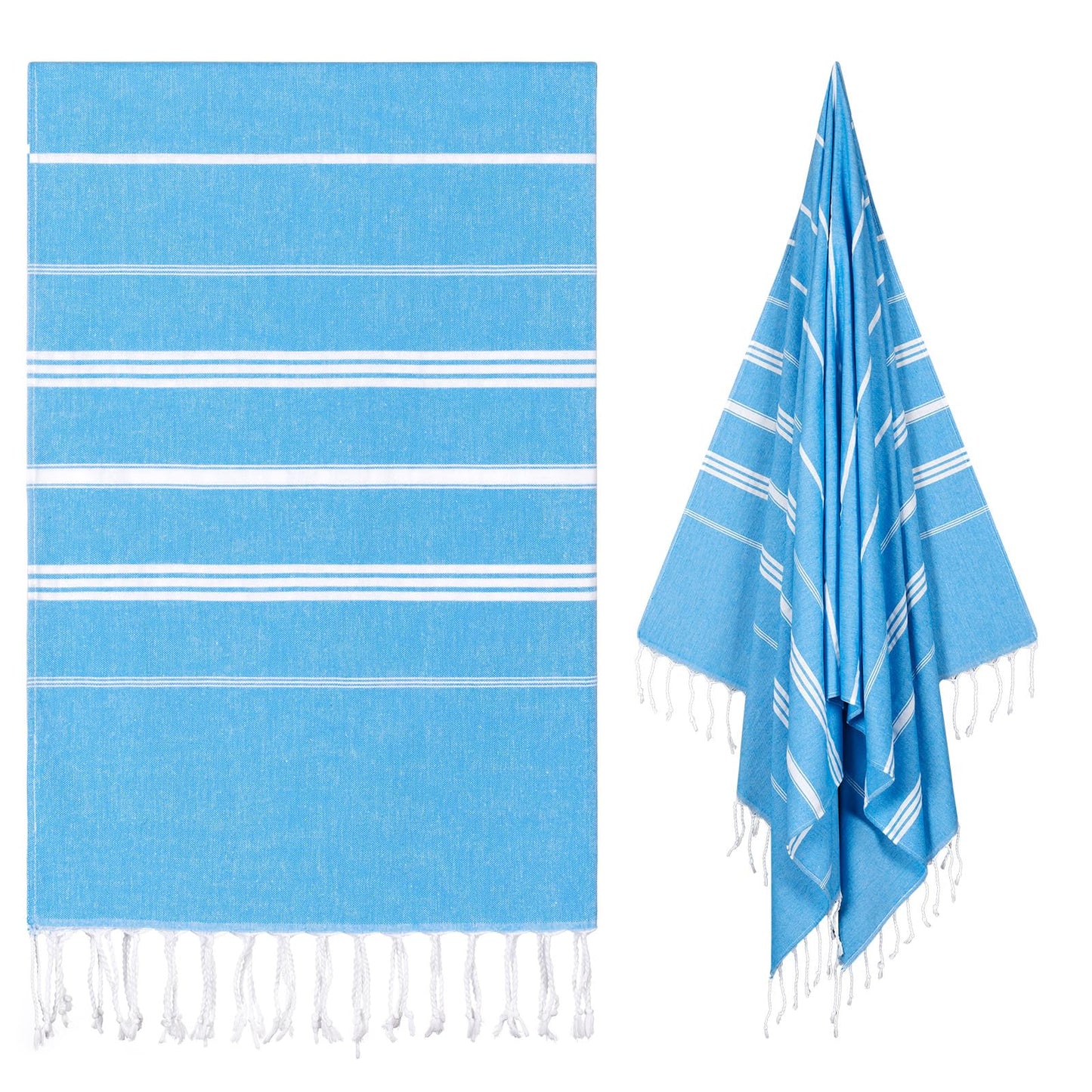 Ouxiaobai Turkish Beach Towel Oversized - 40"x70" Quick Dry Sand Free Thin Beach Towels for Adults, Extra Large Lightweigh Travel Towel(Sky Blue)