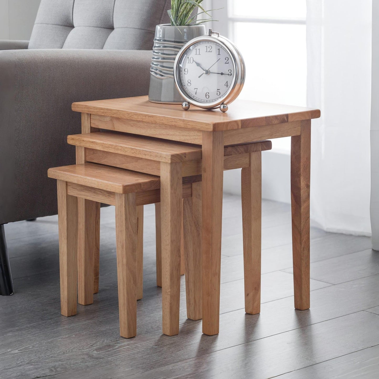 Julian Bowen Cleo Nest of Tables, Set of 3, Oak Effect - H46 x W48 x D33cm
