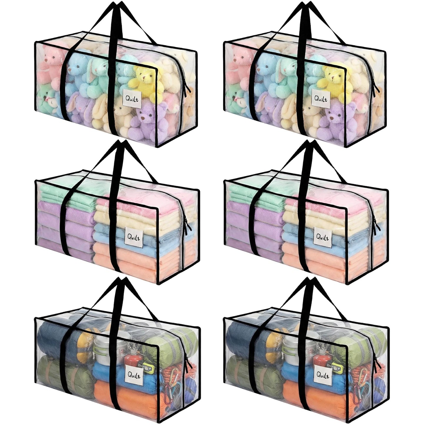 Dntorx 6 Pack 90L Moving Bags, Clear Waterproof Storage Totes