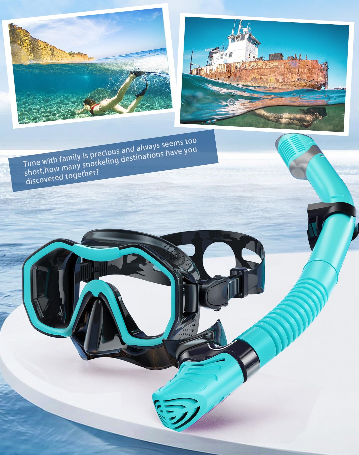 Lealinga Snorkel Set Adults 2Pack, Snorkel Mask Anti-Fog Panoramic View Diving Mask Dry Top Snorkel Kit with Travel Bag Diving Set for Snorkeling